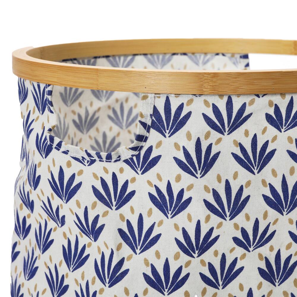 Household Essentials Krush Bamboo Rimmed Hamper (Round, Blue)