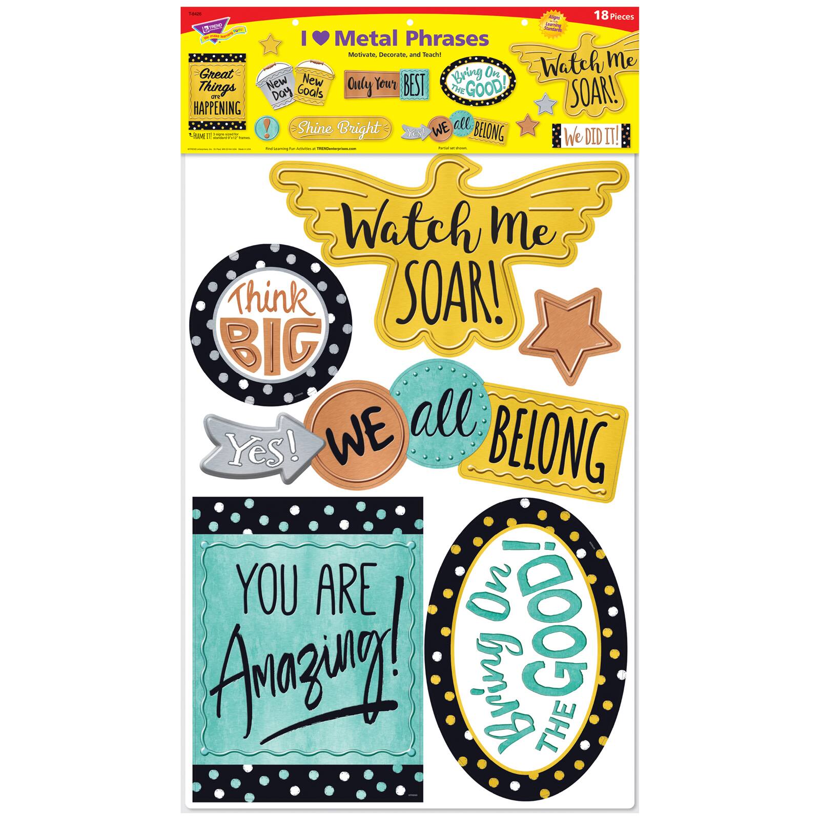 Trend Enterprises® I Heart Metal Phrases Bulletin Board Set