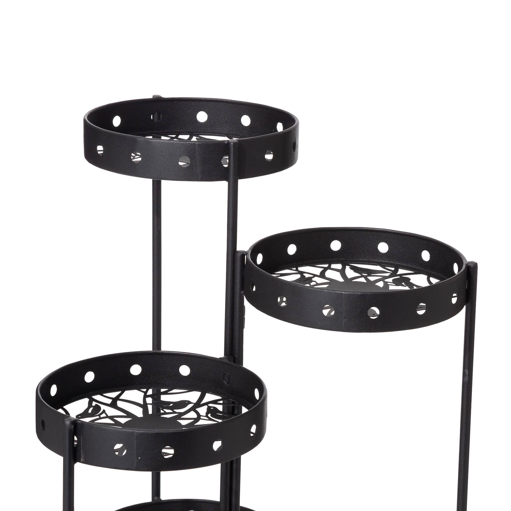 Glitzhome&#xAE; 6-Tier Black Metal Plant Stand