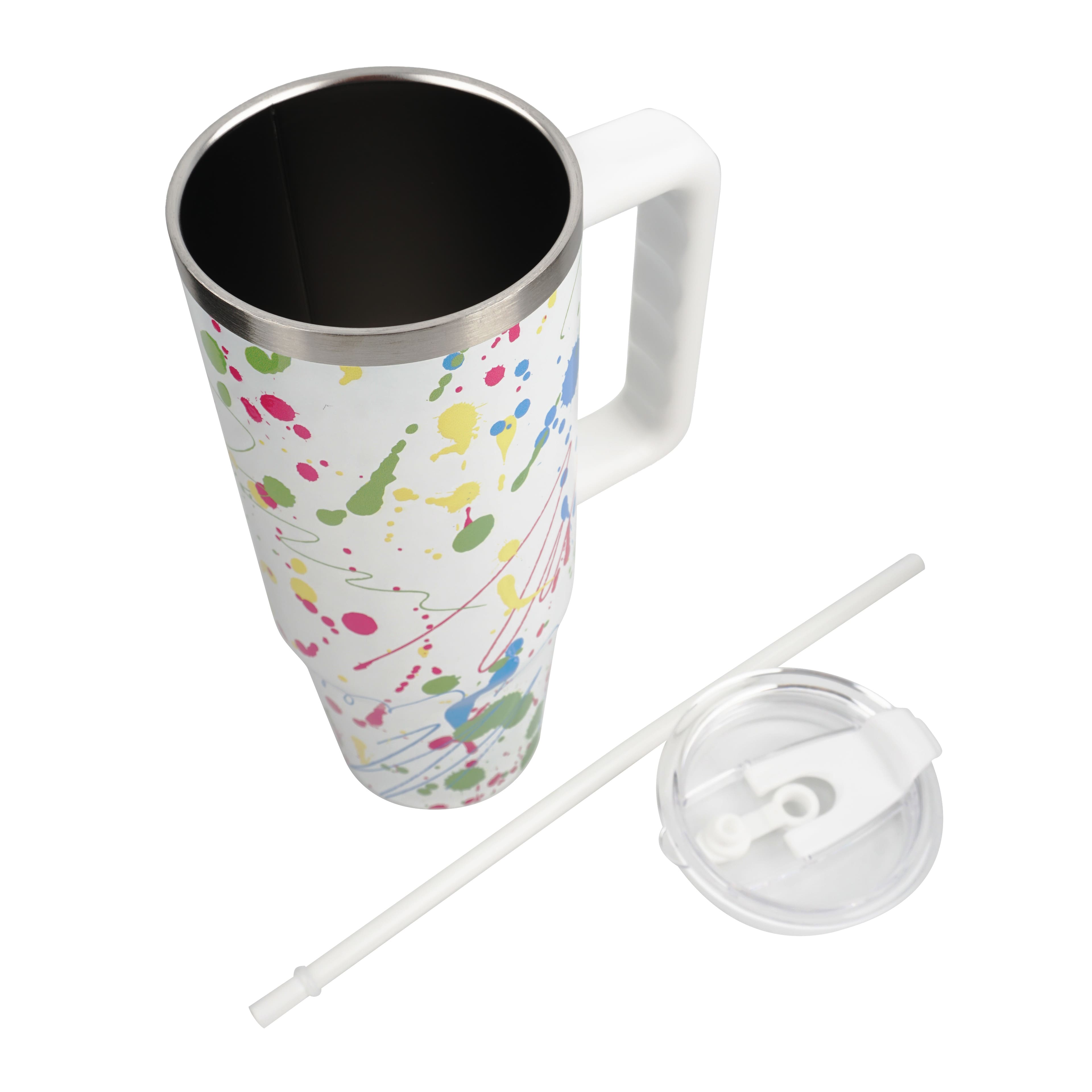 30oz. White Splatter Stainless Steel Insulated Tumbler by Celebrate It&#x2122;