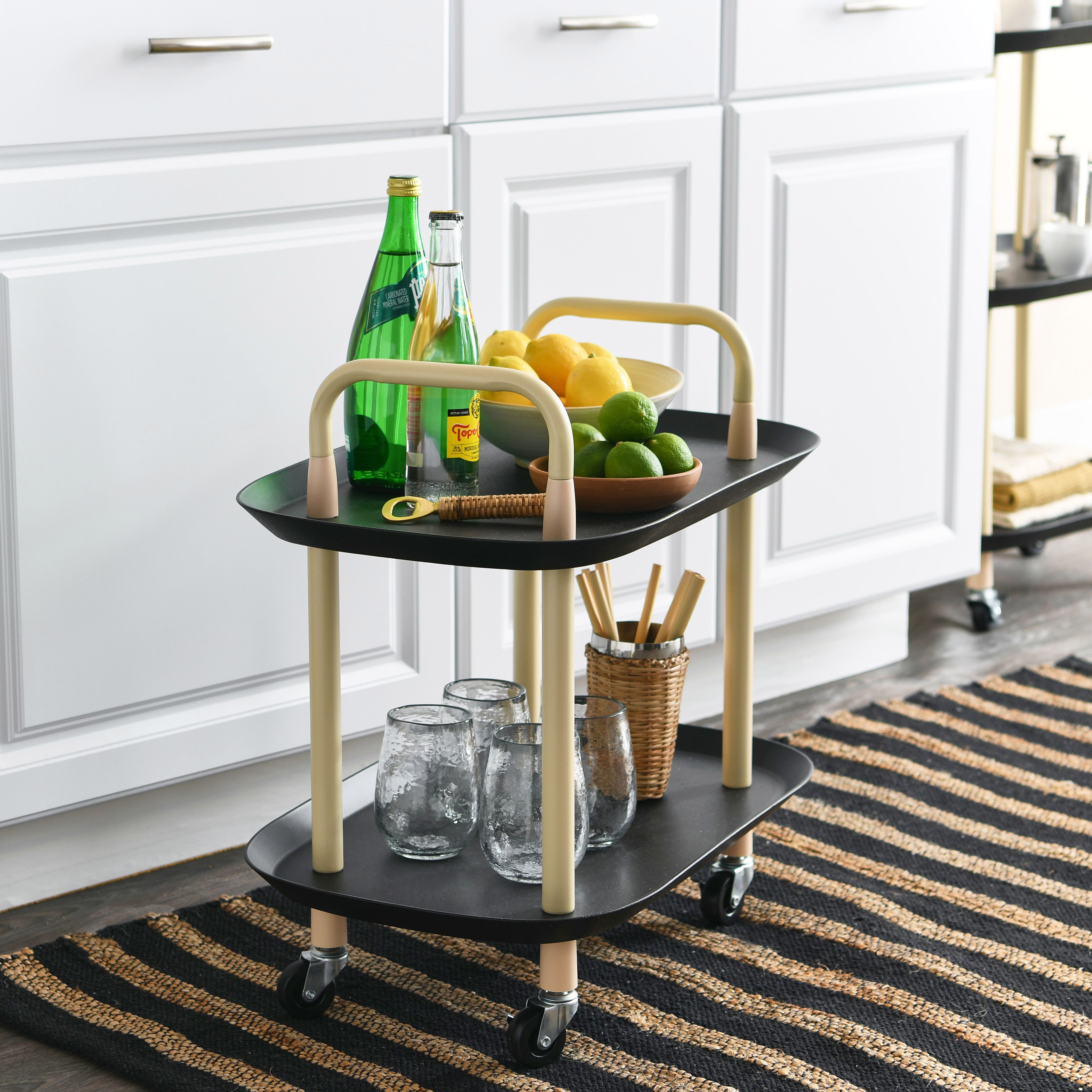 Hello Honey® Main + Mesa™ 2-Tier Modern Plastic and Metal Trolley