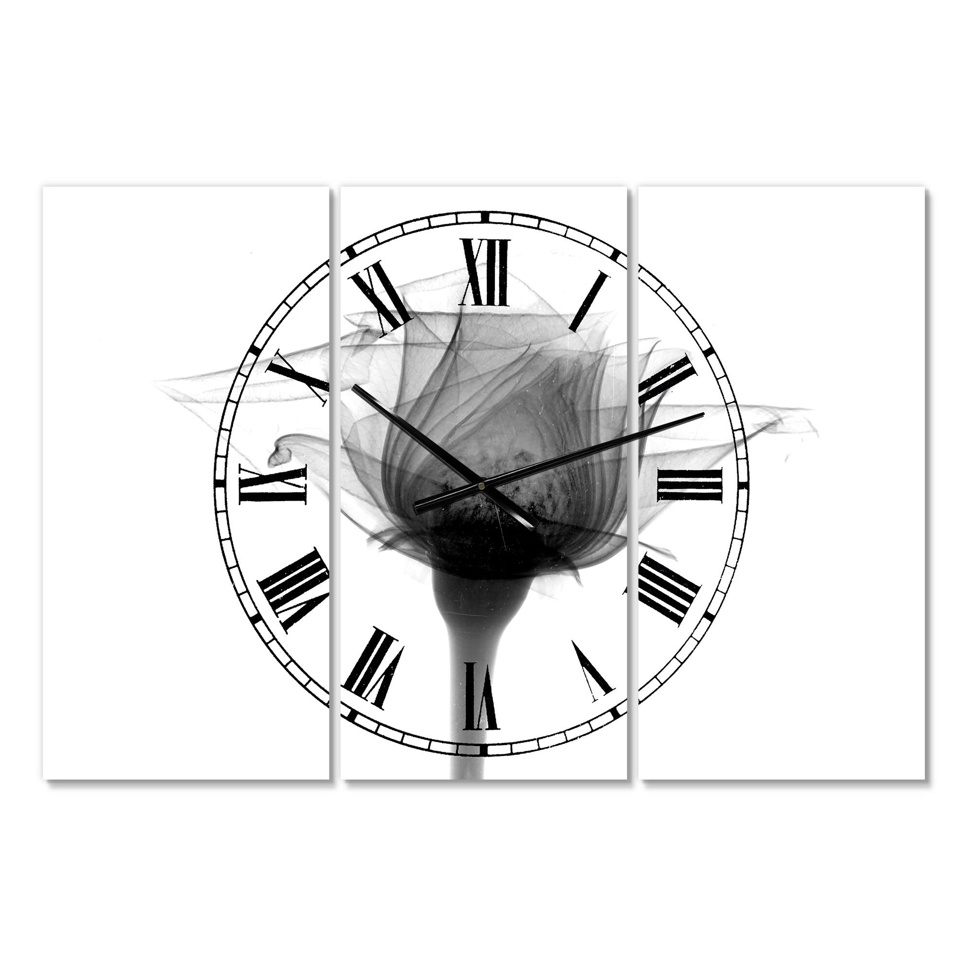 Designart Rose No.10 X-Ray Large Cottage Multipanel Wall Clock