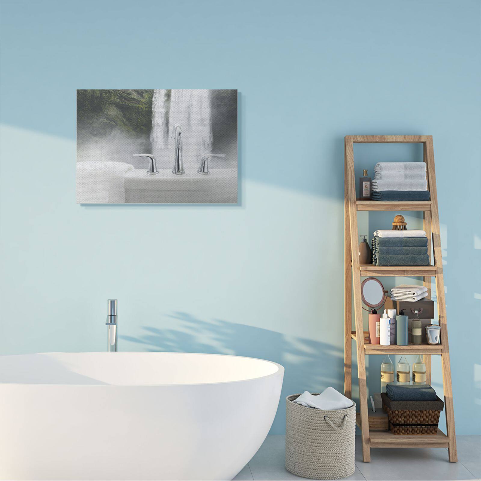 Stupell Industries Waterfall Bath Time Bathroom Canvas Wall Art