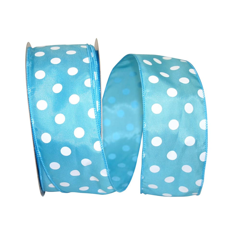 JAM Paper 2.5" x 50yd. Satin Large Dots Wired Ribbon