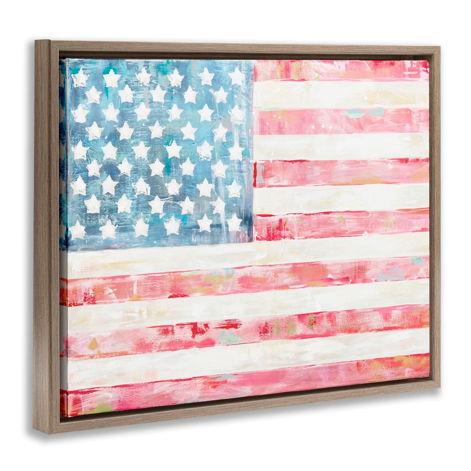 Stupell Industries Patriotic Brushed Flag Floater Framed Art