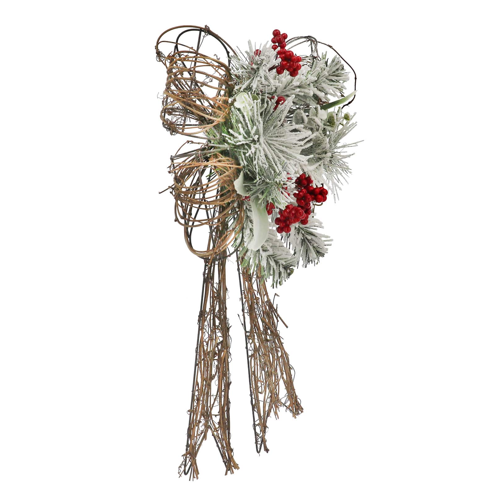 22&#x22; Snowy Pine &#x26; Red Berry Grapevine Bow by Ashland&#xAE;