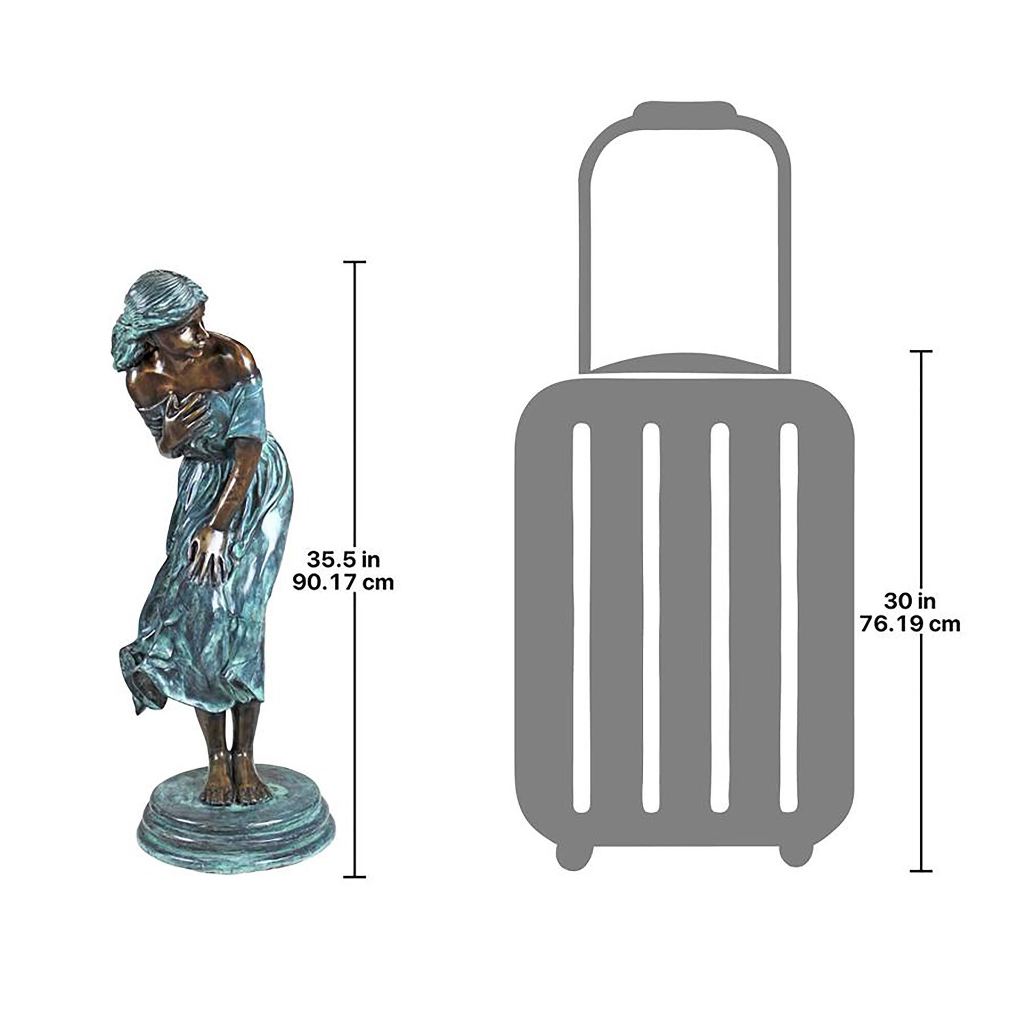 Design Toscano 36&#x22; Windblown Quality Lost Wax Bronze Statue