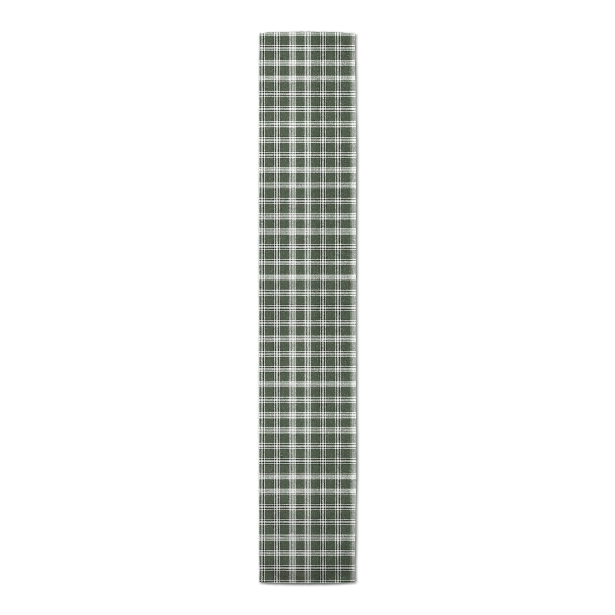 72&#x22; Plaid Hunter Green Cotton Twill Table Runner