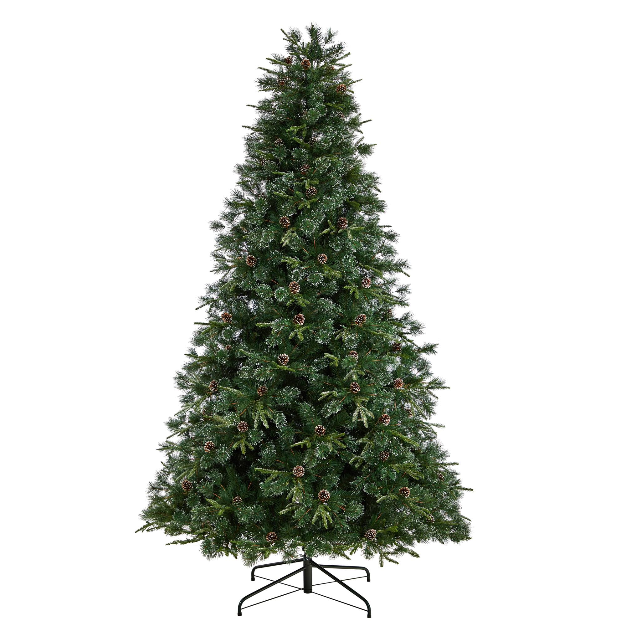 9ft. Pre-Lit Snow Tipped Clermont Mixed Pine Artificial Christmas Tree, Clear Lights