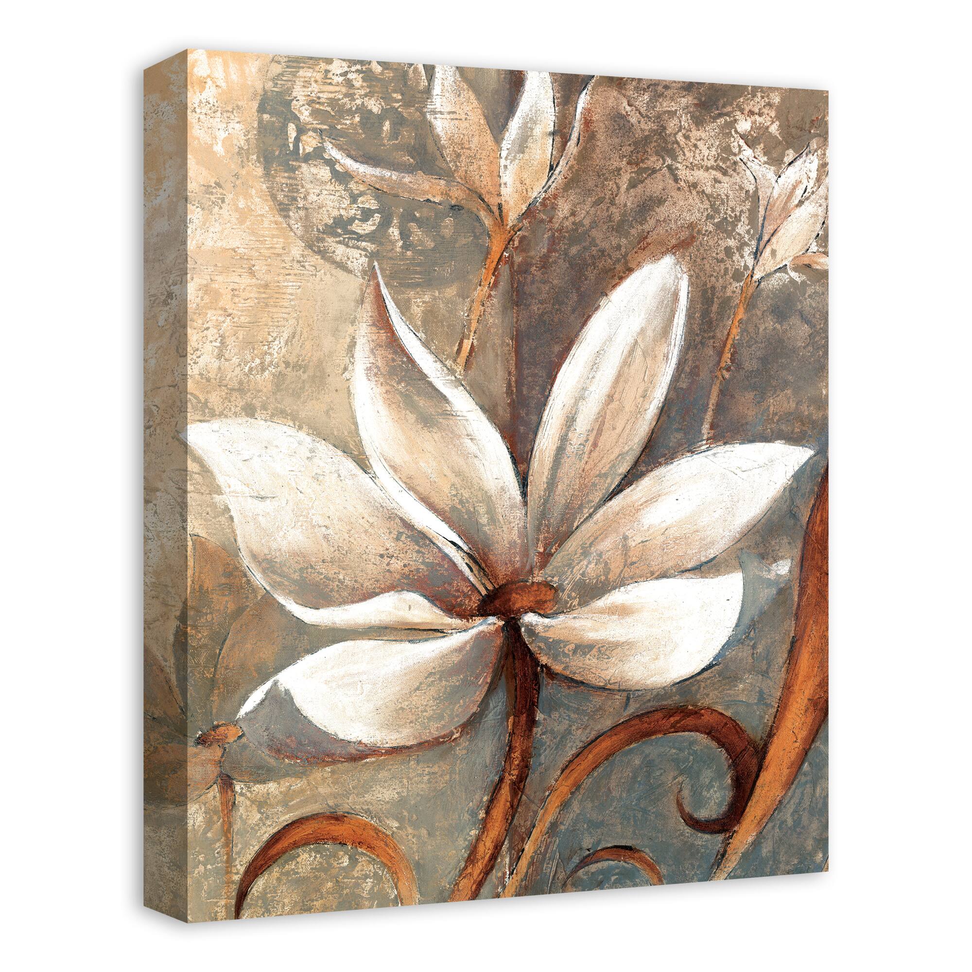 White And Copper Magnolia 16" x 20" Canvas Wall Art