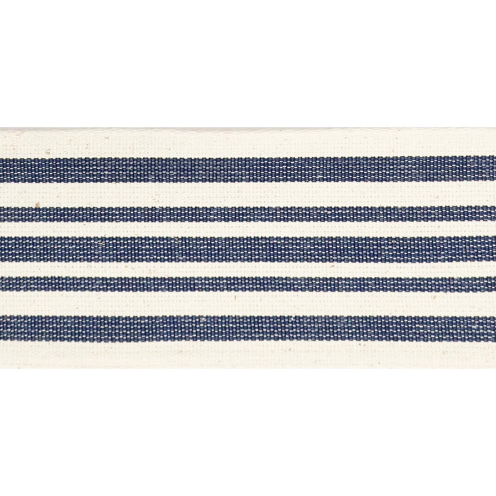 2.5&#x22; x 25ft. Faux Cotton Wired Striped Ribbon by Celebrate It&#x2122; D&#xE9;cor