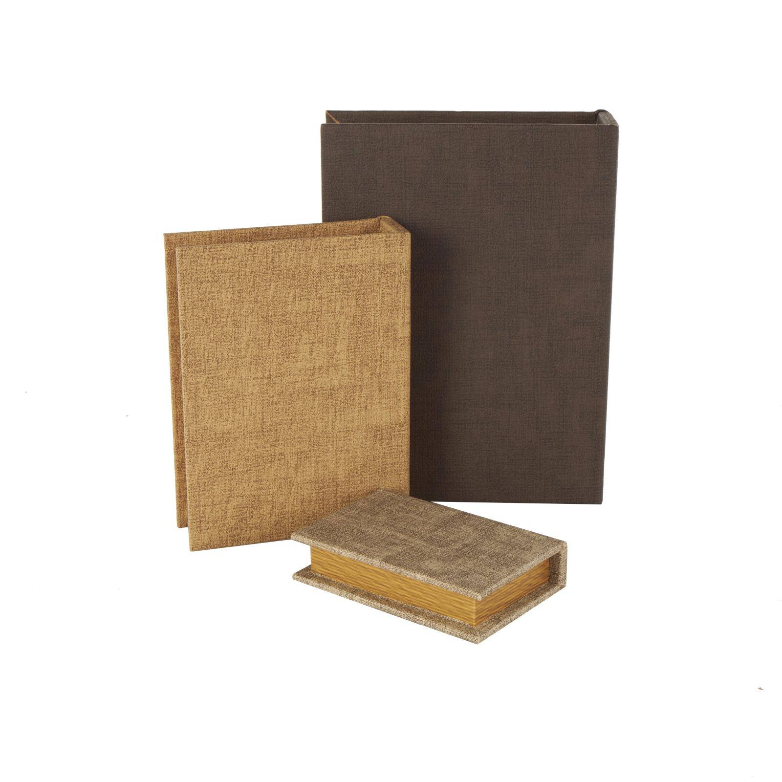 Multicolored Faux Leather Decorative Storage Book Boxes, 3ct.
