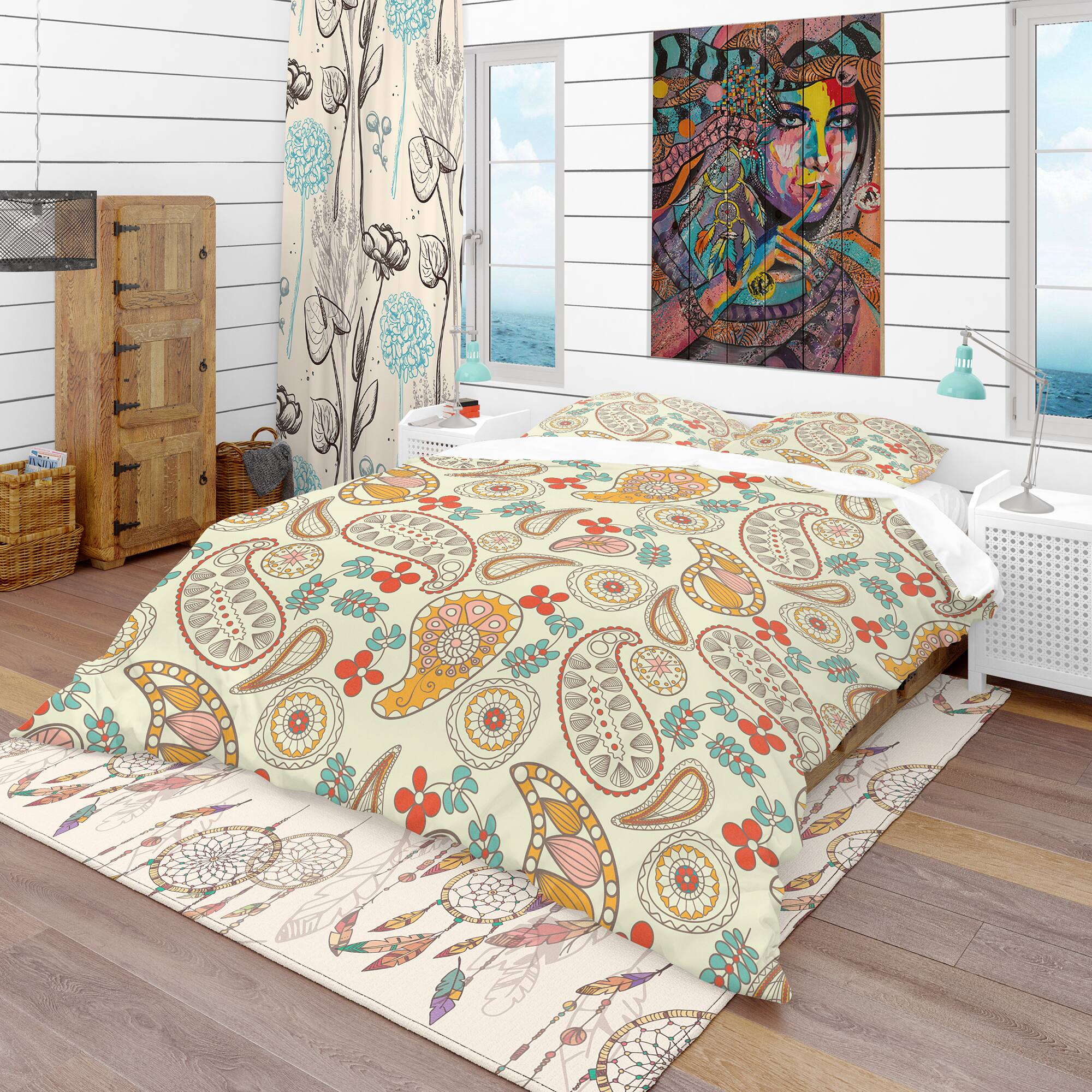 Designart 'Paisley Pattern' Vintage Bedding Set - Duvet Cover & Shams