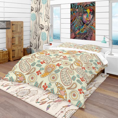 Designart 'Paisley Pattern' Vintage Bedding Set - Duvet Cover & Shams ...