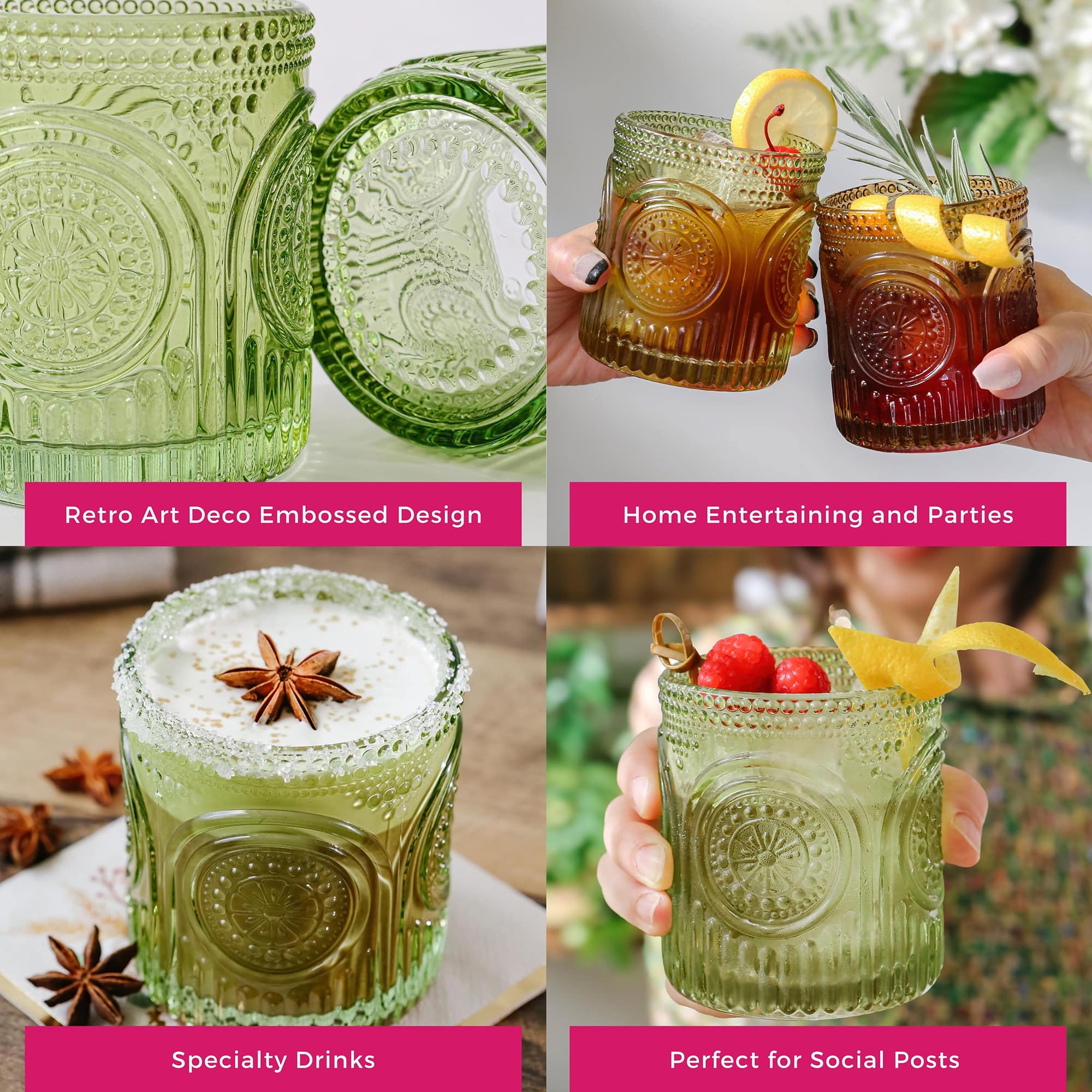 Kate Aspen® 10oz. Retro Arch Floral Drinking Glasses, 6ct.