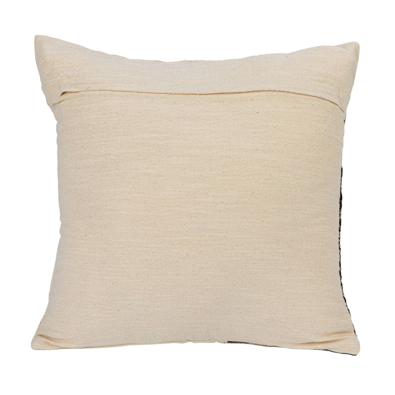Multicolor Cotton Jacquard Pillow with Jute Embroidery