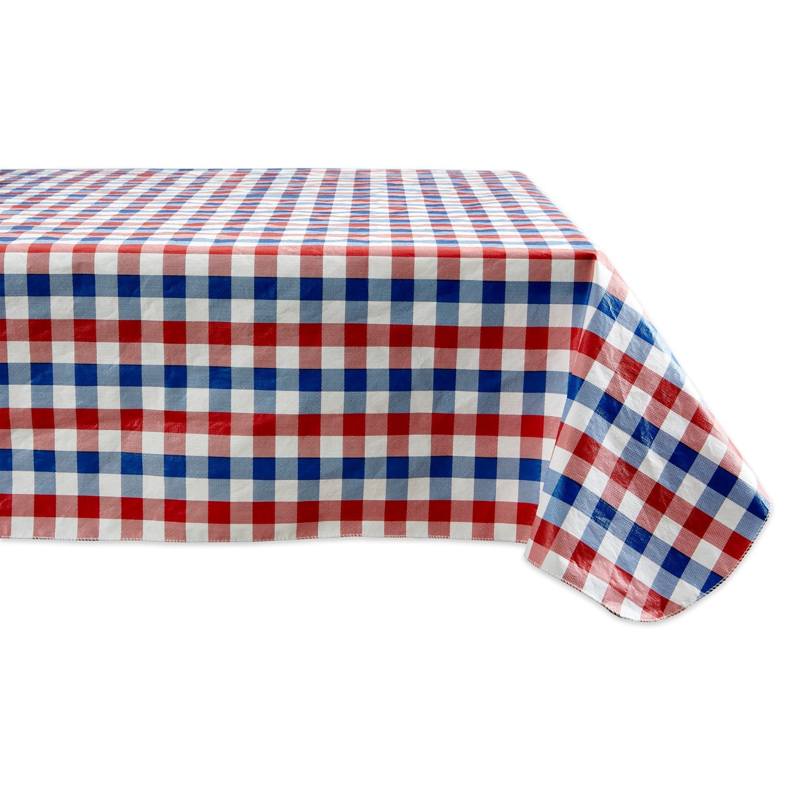 DII® 84" Red, White & Blue Check Vinyl Tablecloth