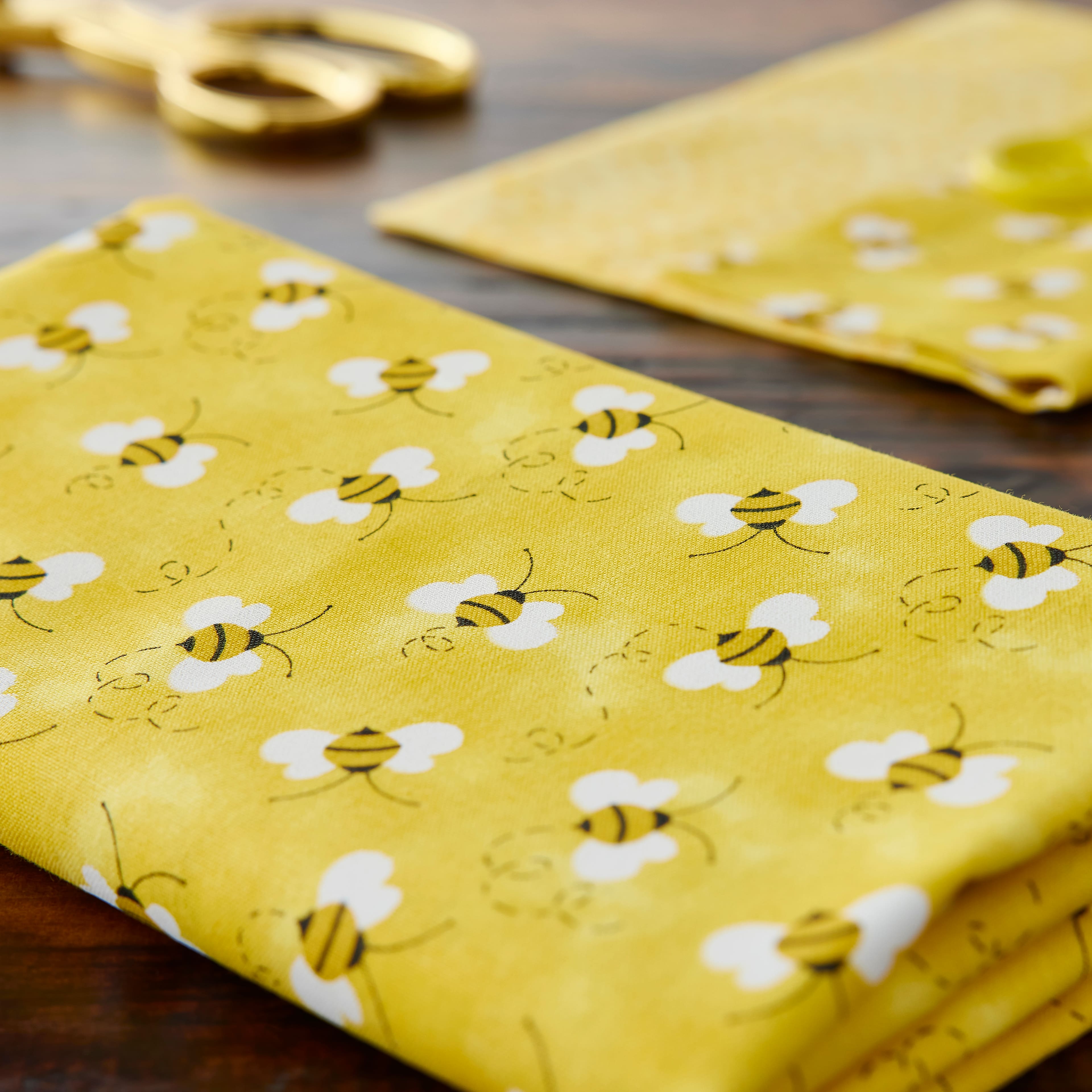 Fabric Traditions Yellow Bumblebee Novelty Cotton Fabric