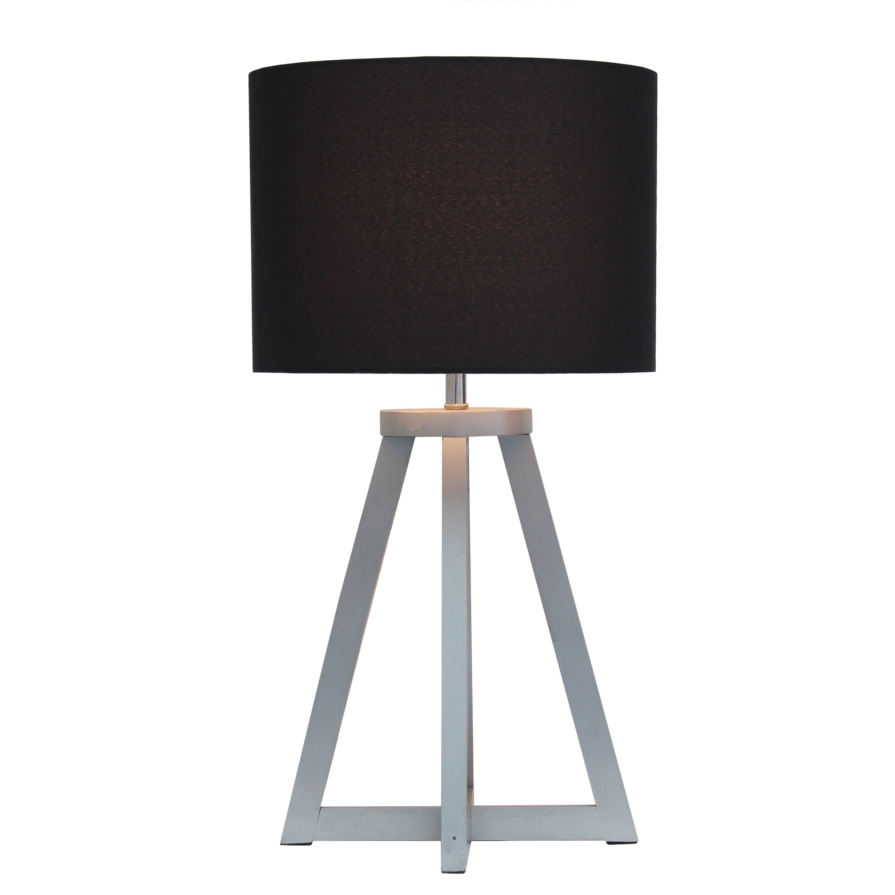 Simple Designs 19" Interlocked Triangular Natural Wood Table Lamp with Black Shade