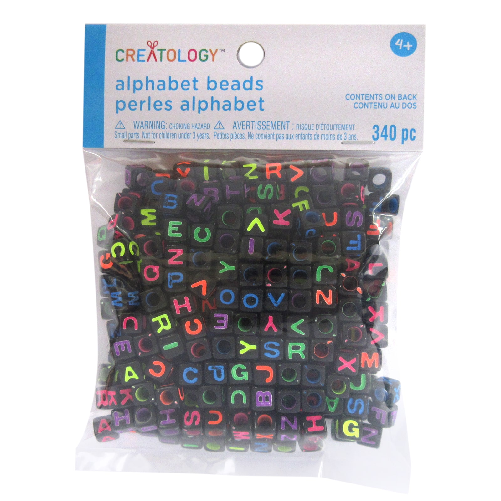 12 Packs: 340 ct. (4,080 total) Neon & Black Alphabet Square Beads by  Creatology™