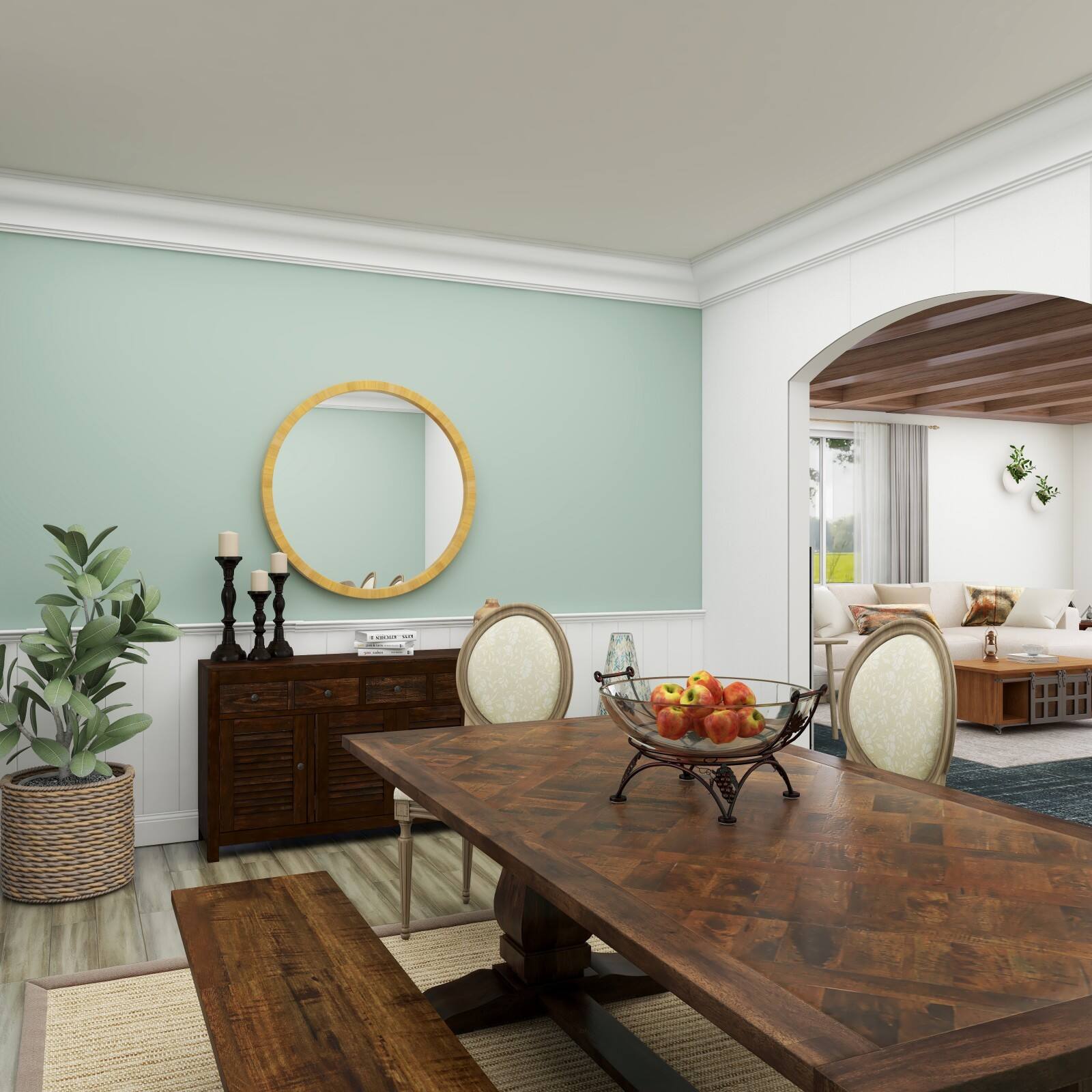 19" Clear Tempered Glass Kitchen Serving Bowl with Copper Metal Grapes Base