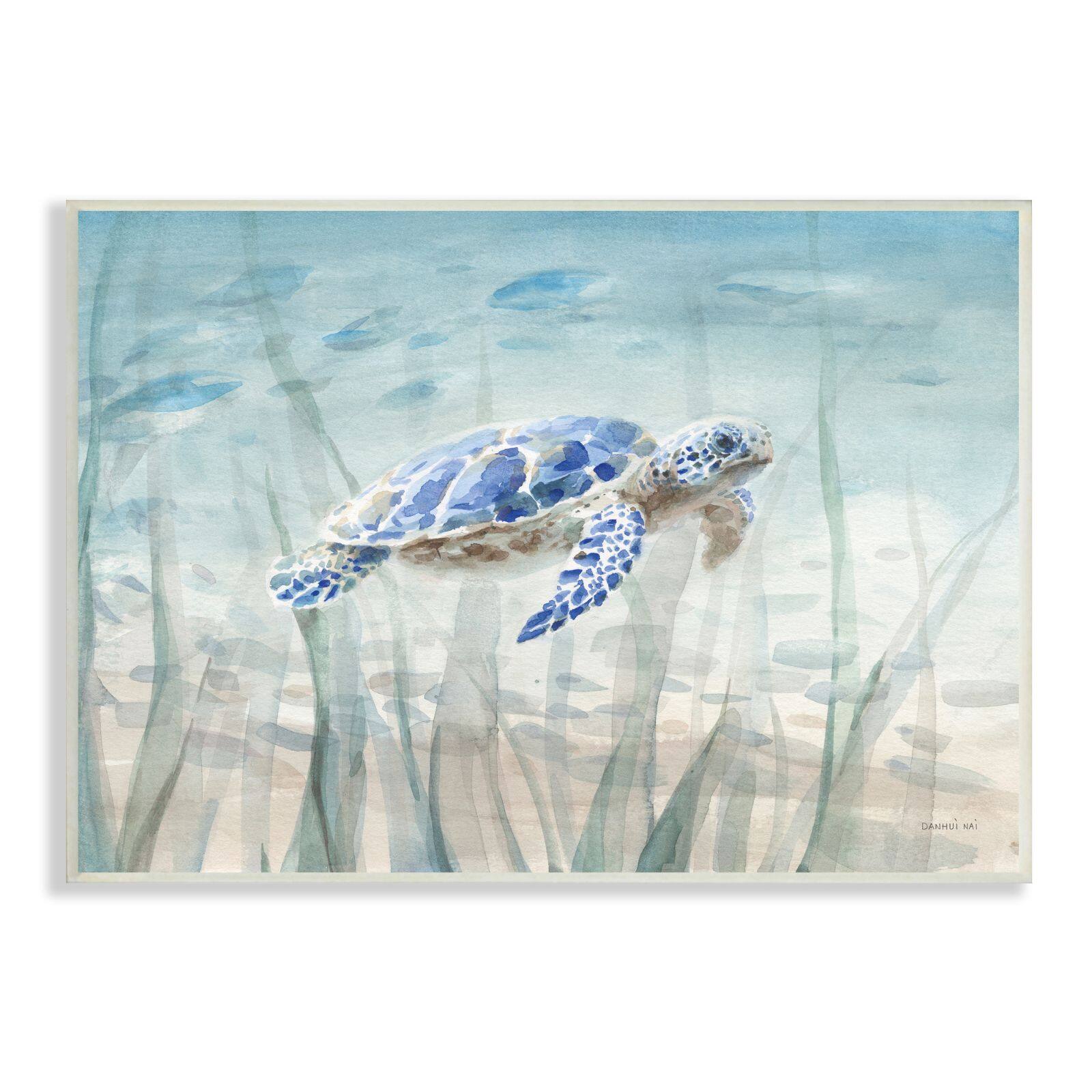 Stupell Industries Baby Sea Turtle Blue Speckled Aquatic Animal Ocean ...