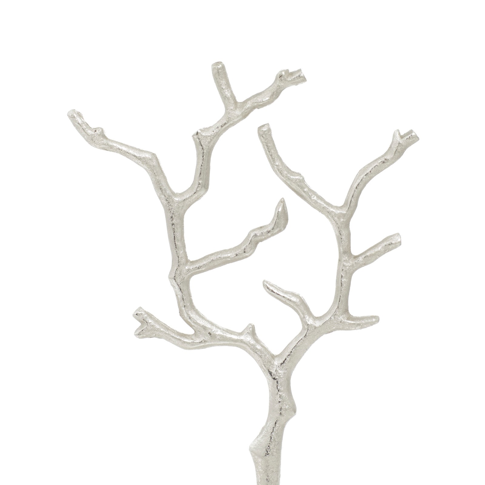 Silver Metal Tree Branch Jewelry Stand With Marble Base, 13&#x22; x 9&#x22; x 3&#x22;