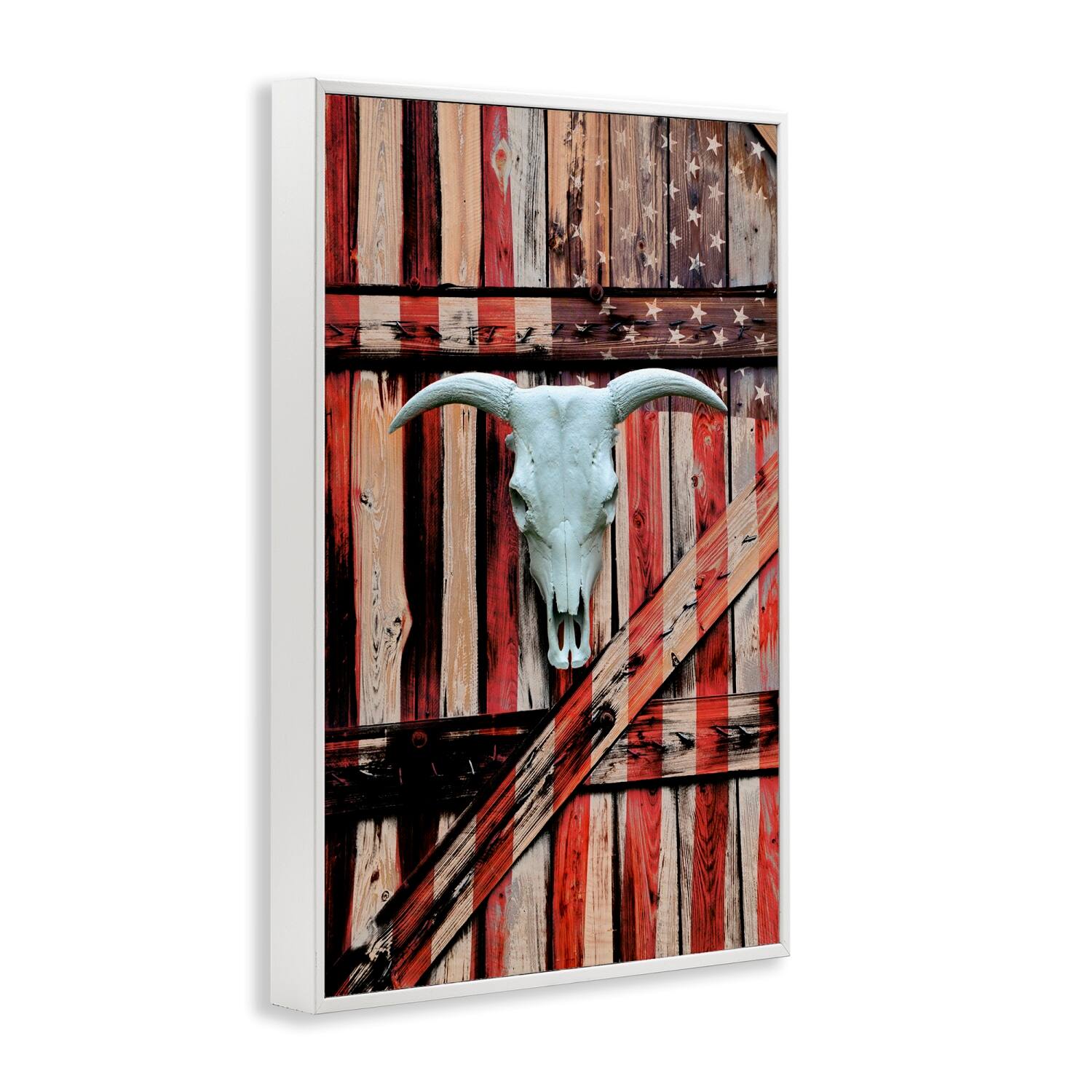 Stupell Industries Patriotic Cow Skull Framed Giclee Art