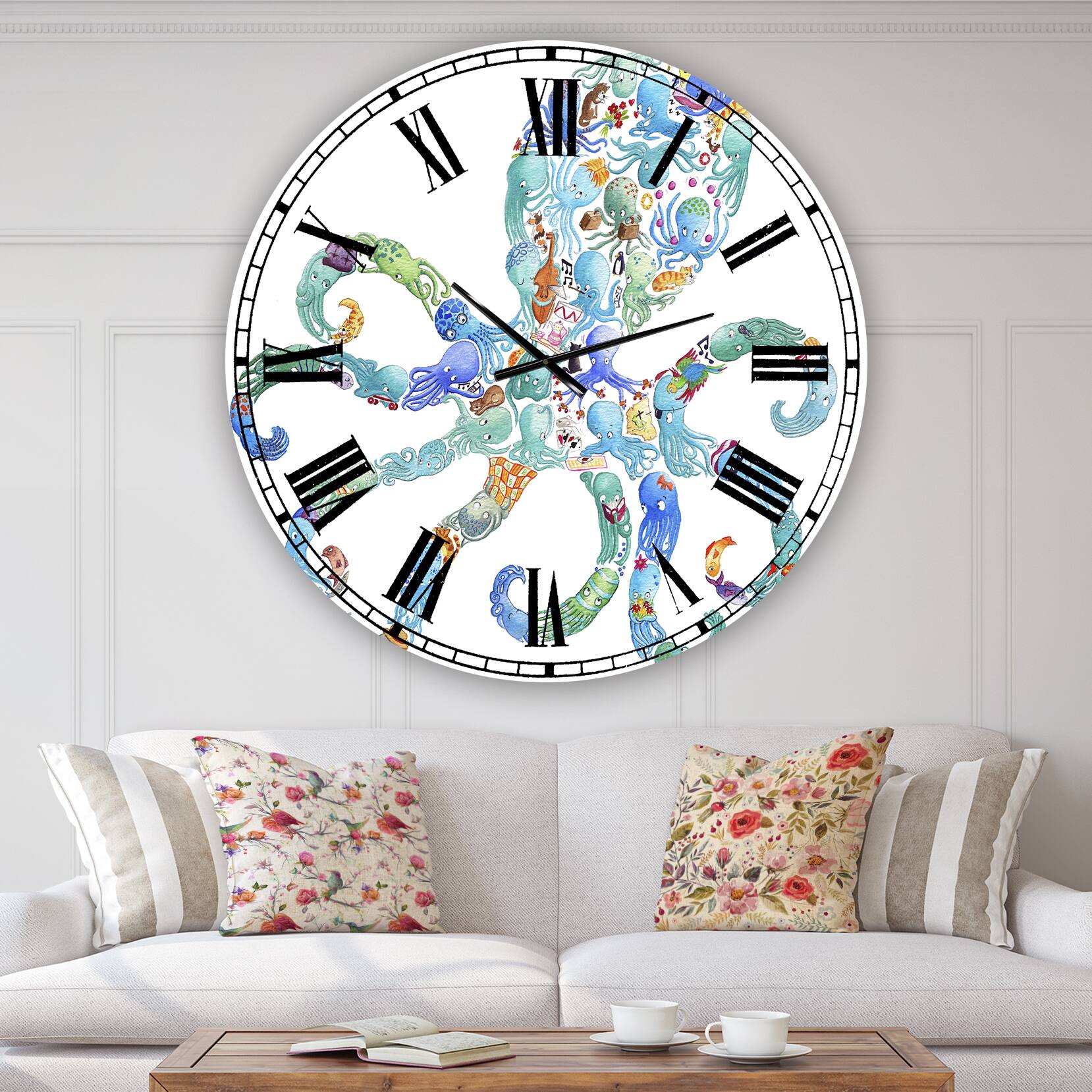Designart &#x27;Octopus Made Of Octopus Large Nautical &#x26; Coastal Wall Clock