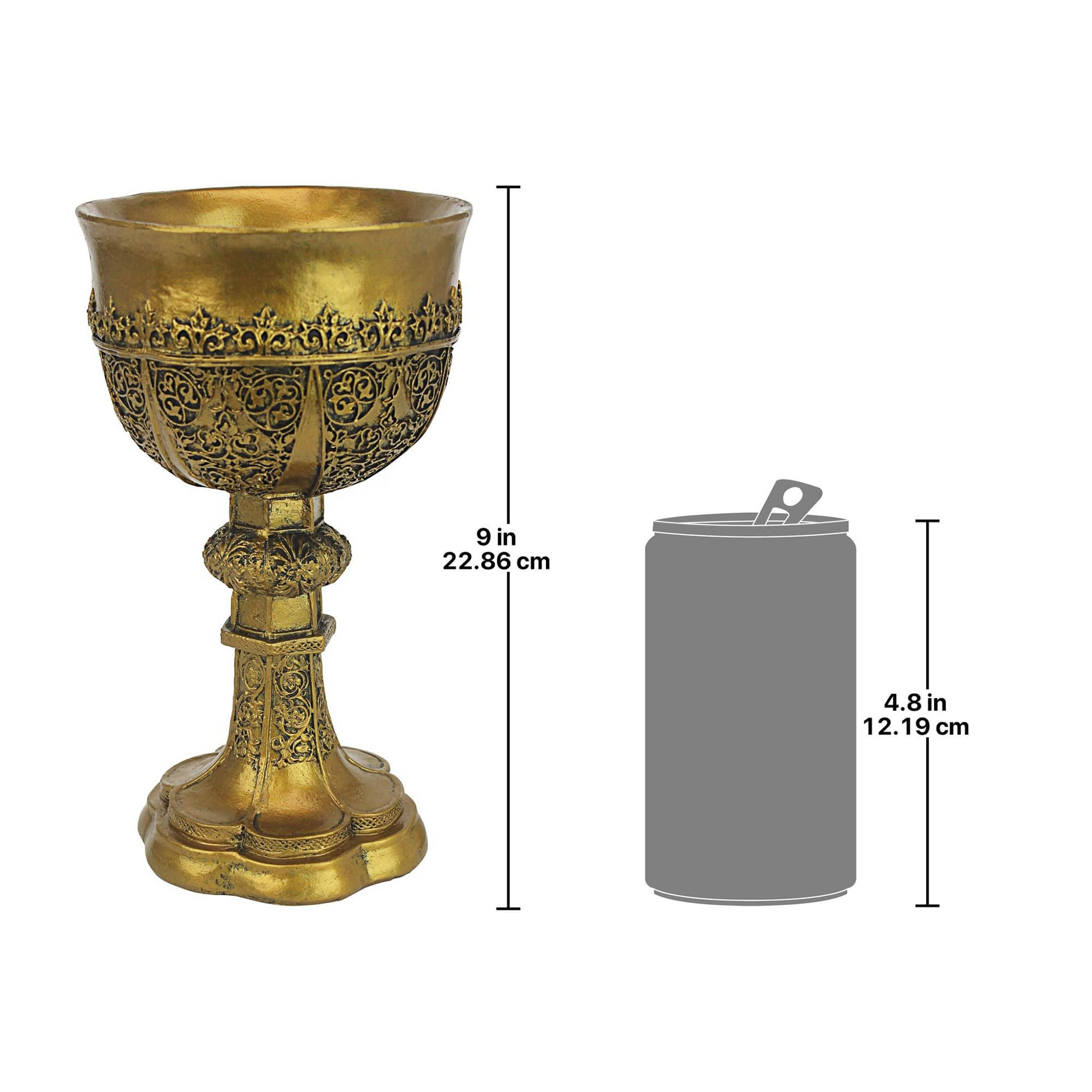 9&#x22; King Arthur&#x27;s Golden Chalice Gothic Sculpture
