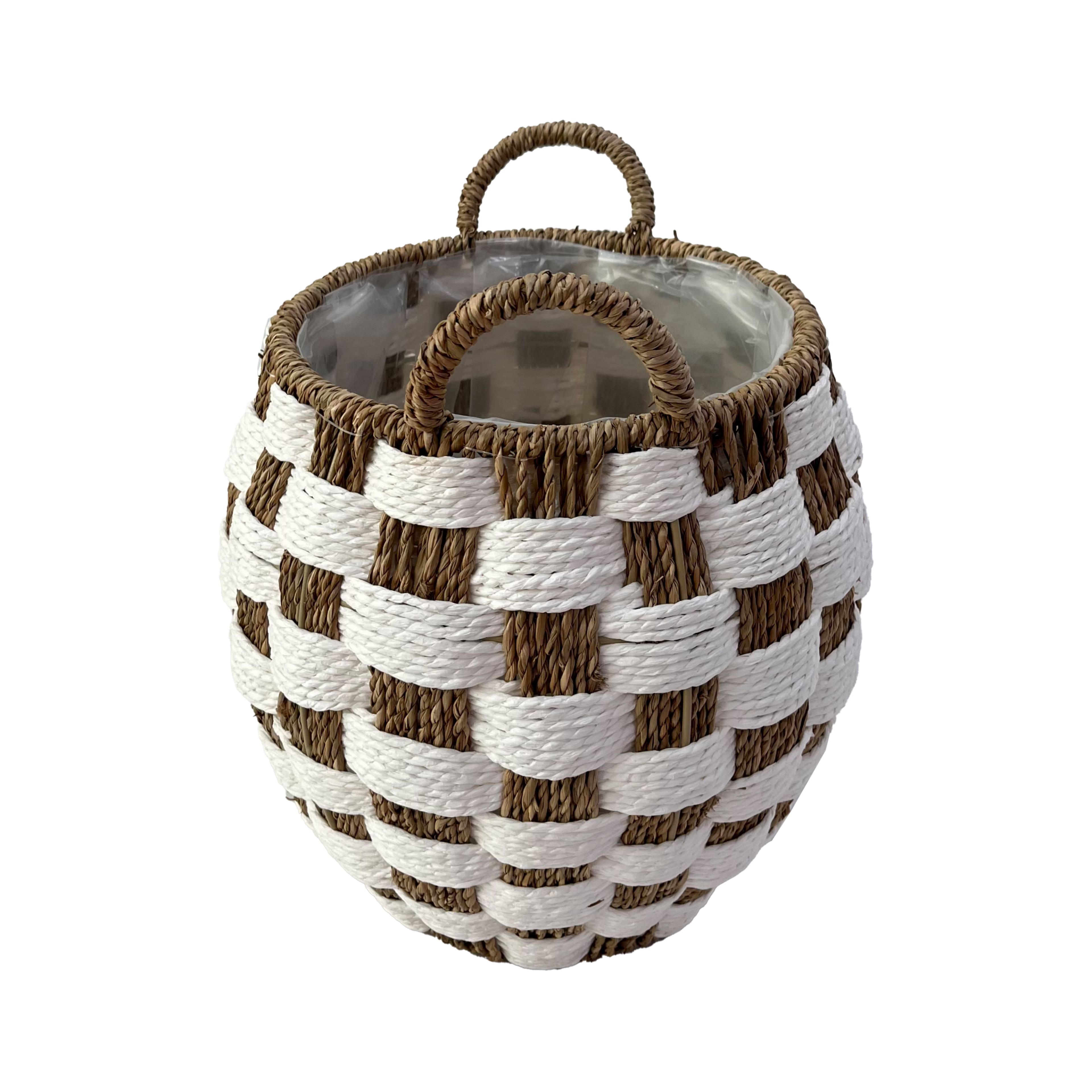 Large Brown &#x26; White Checkered Basket by Ashland&#xAE;