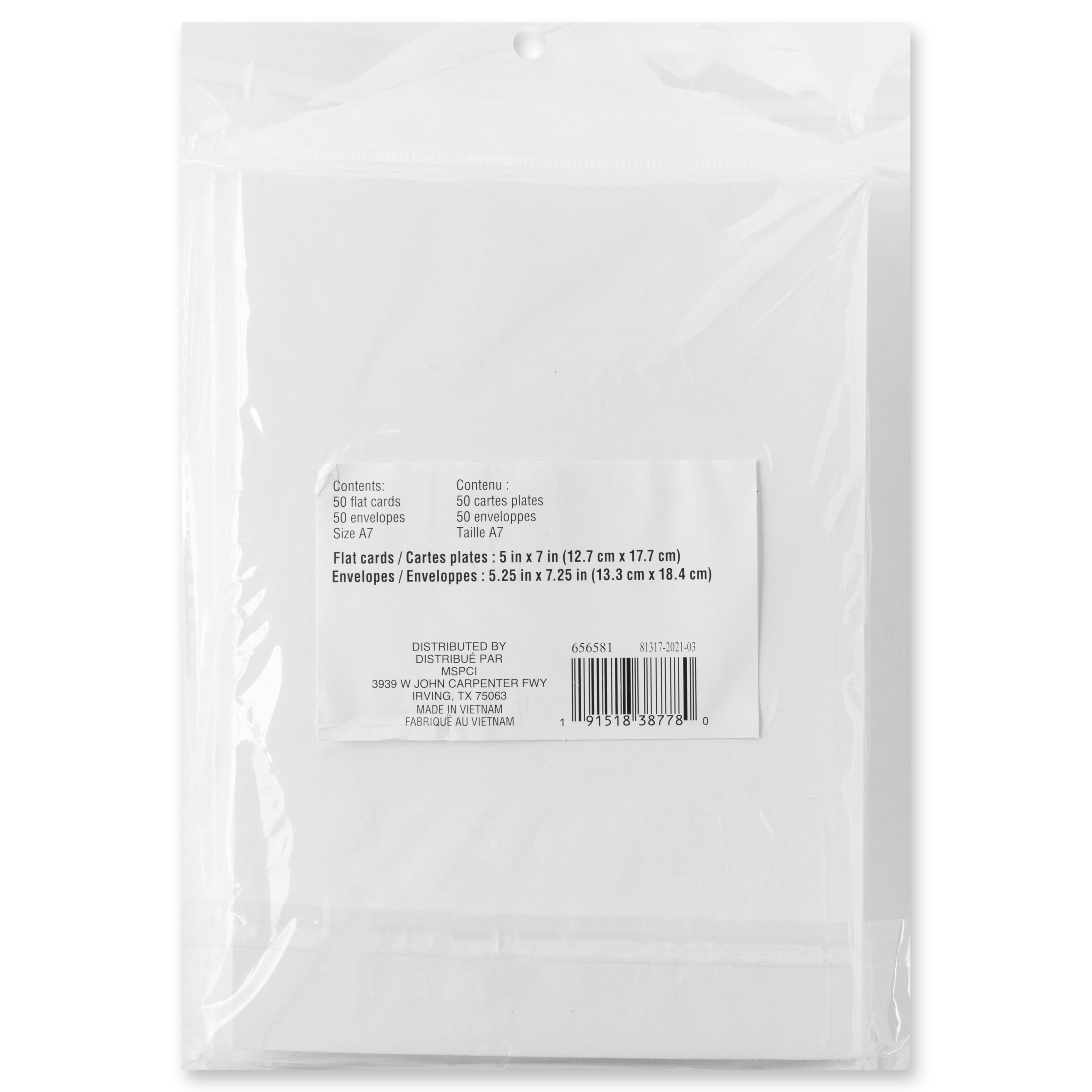 50 Sets of White Flat Cards & Envelopes by Recollections™, 5" x 7"