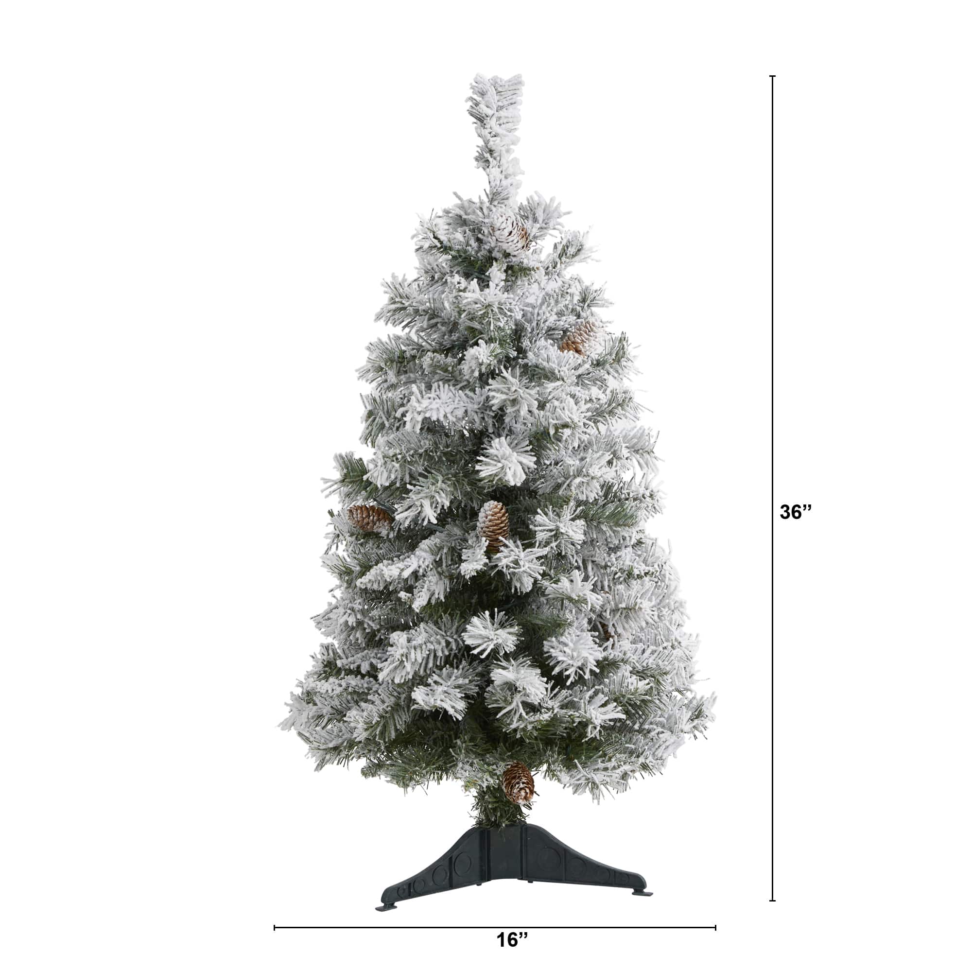 3ft. Unlit Flocked White River Mountain Pine & Pinecones Artificial Christmas Tree