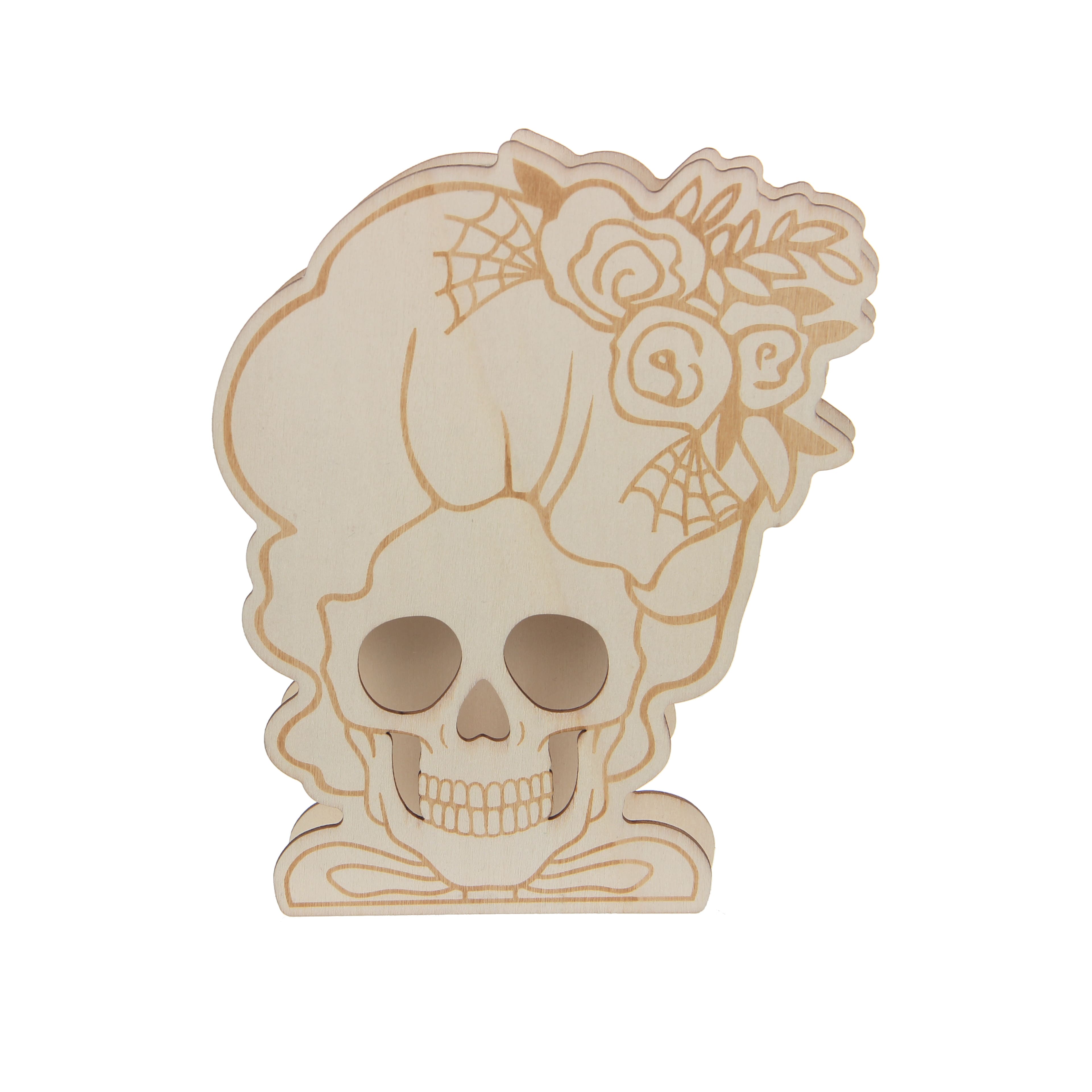 7.5&#x22; Lady Skeleton DIY LED Plywood D&#xE9;cor by Make Market&#xAE;