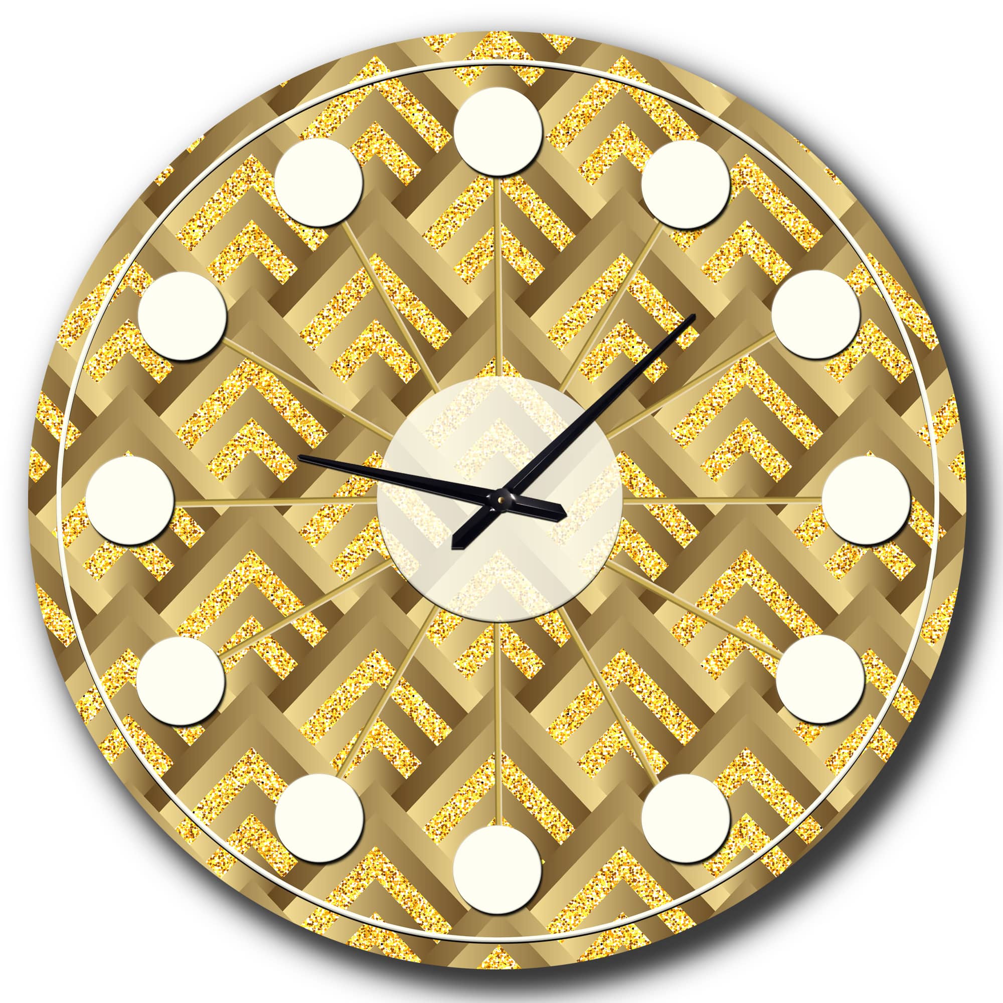 Designart &#x27;Golden Plaid Pattern Mid-Century Modern Wall Clock