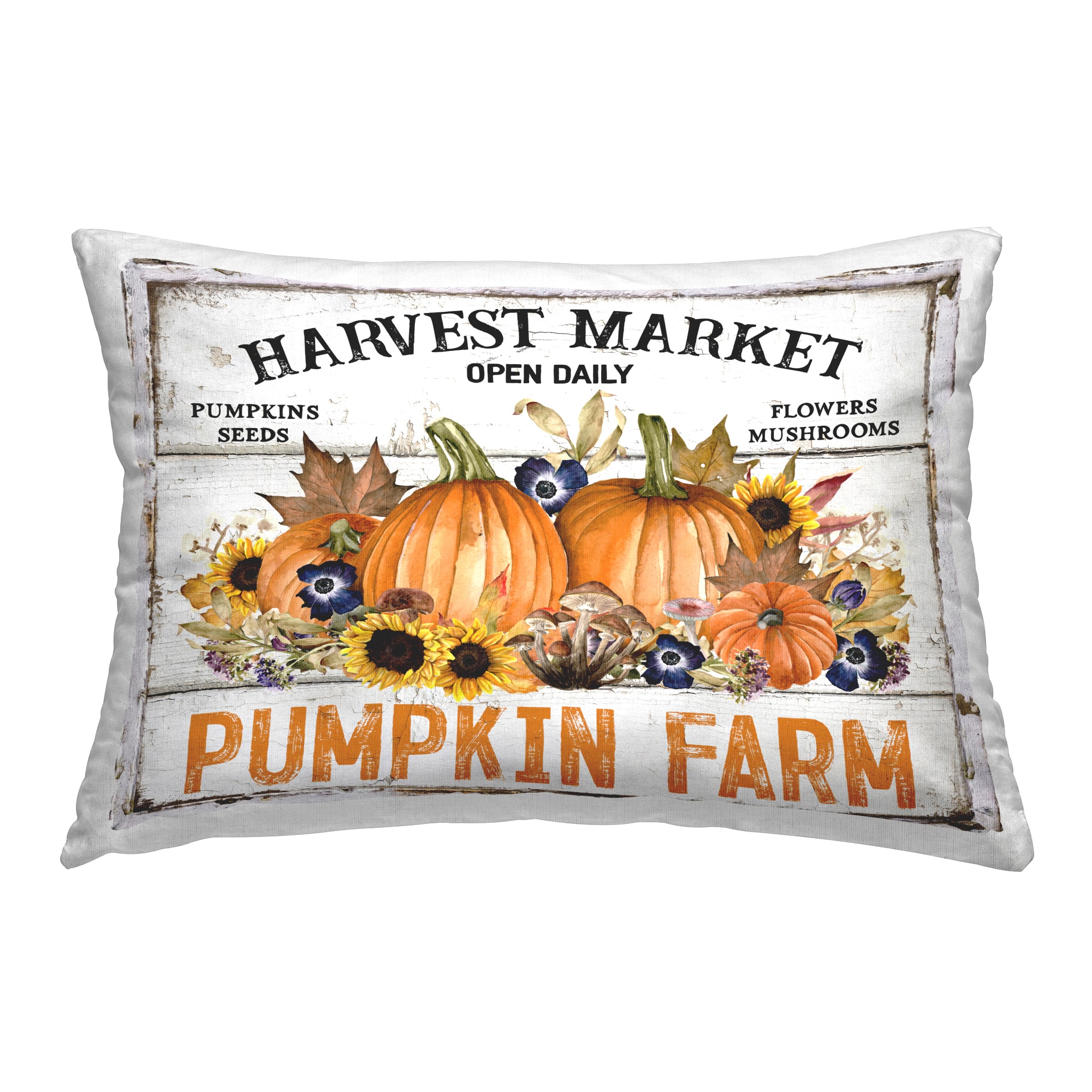 Stupell Industries Pumpkin Farm with Sunflowers Decorative Printed Throw Pillow