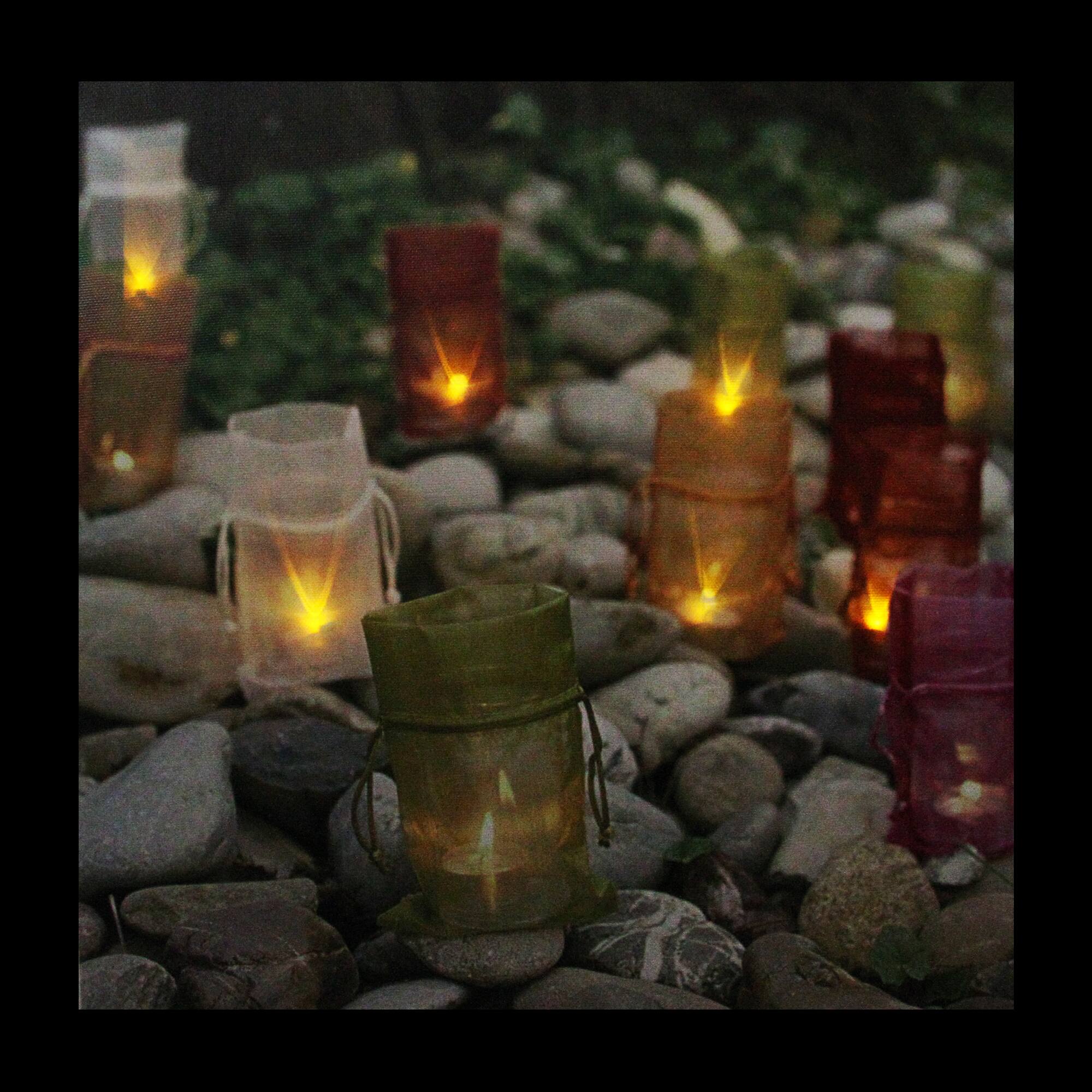 LED Flickering Garden Party Colorful Candle Bags Canvas Wall Art