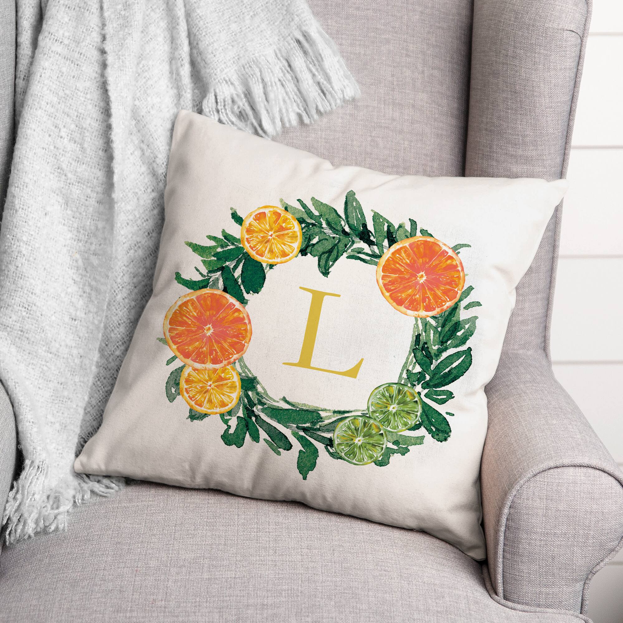 Citrus Monogram Indoor/Outdoor Pillow