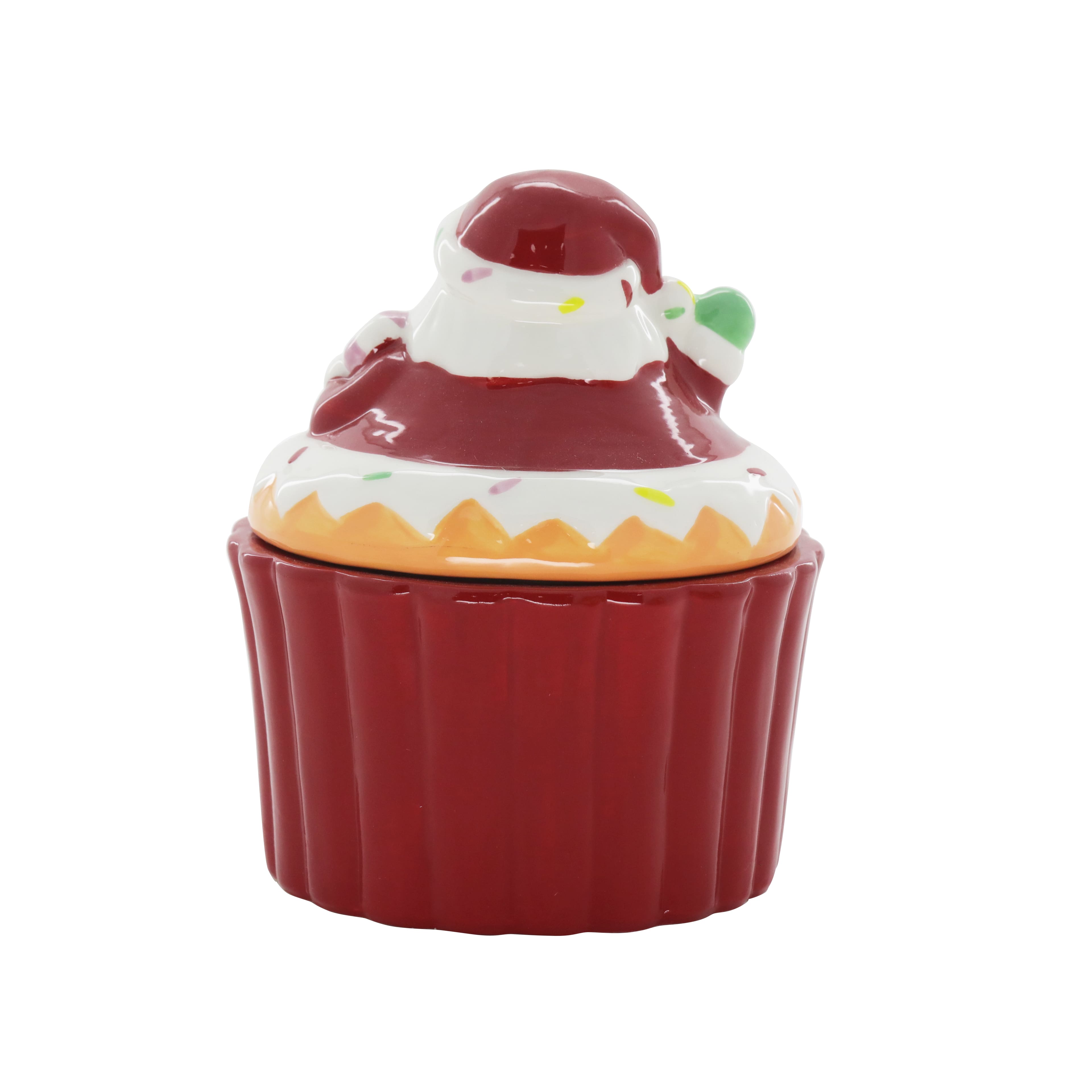 8&#x22; Santa Cupcake Ceramic Cookie Jar by Celebrate It&#xAE;