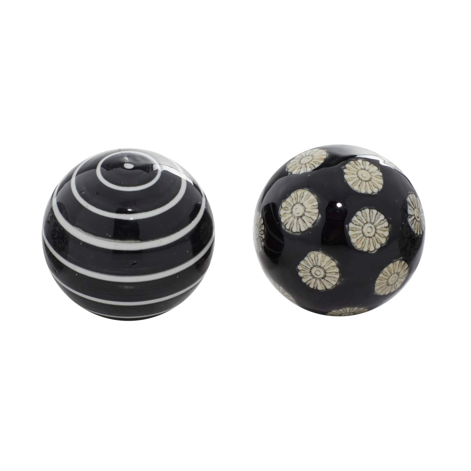 3" Black & White Patterned Ceramic Vase Filler Orb Set