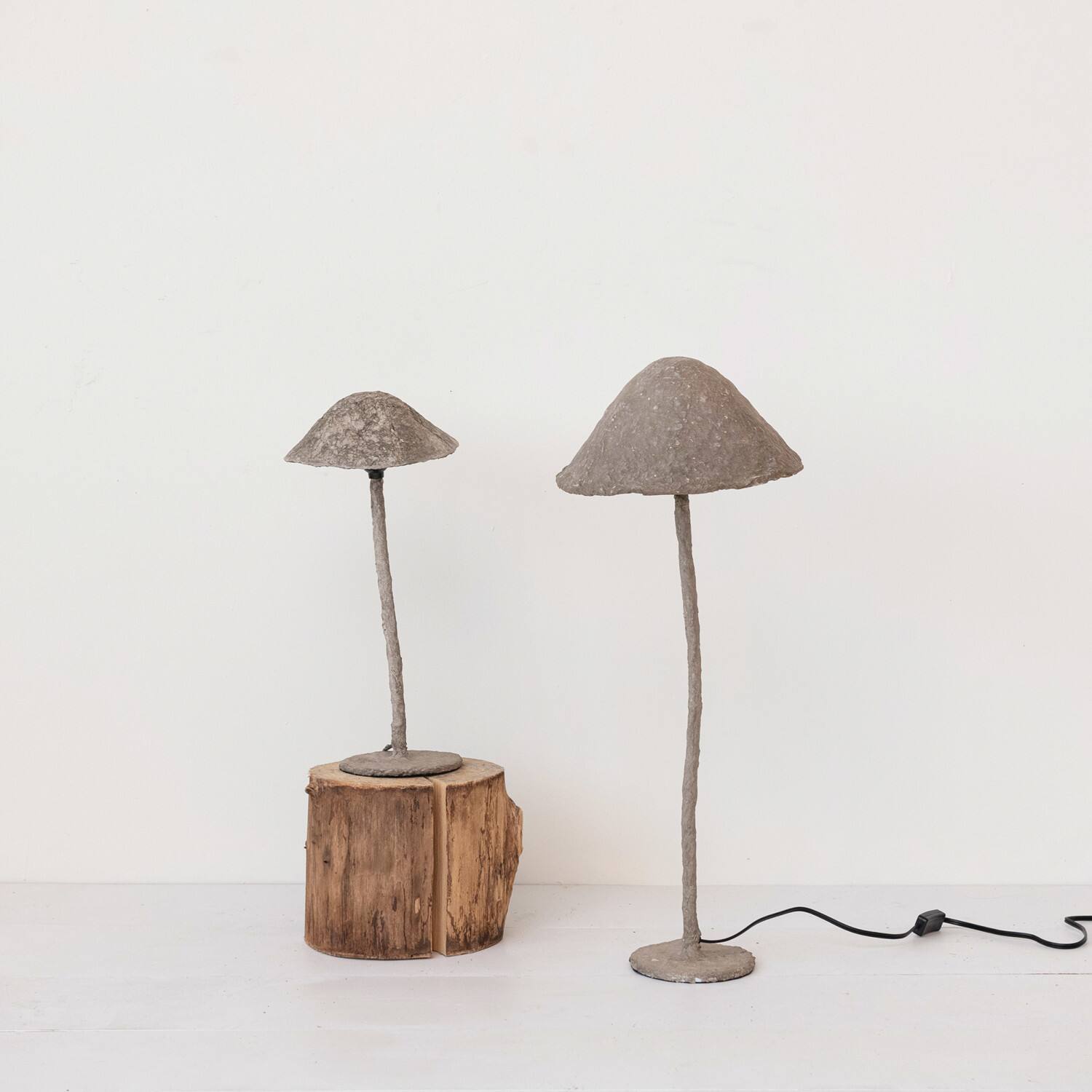 Hello Honey® 21" Gray Handmade Paper Mache & Metal Mushroom Table Lamp