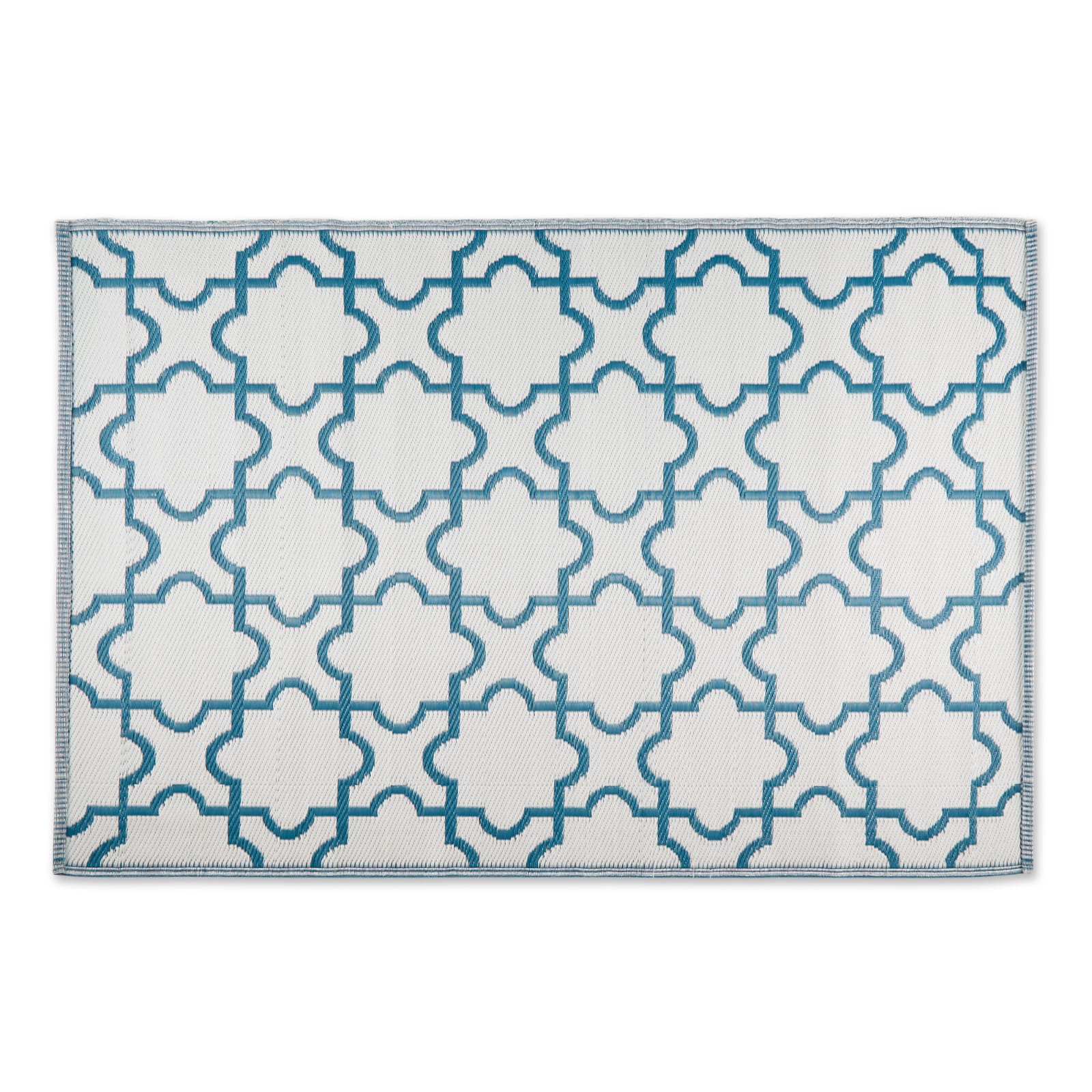 DII® Storm Blue & White Lattice Outdoor Rug, 4ft. x 6ft.