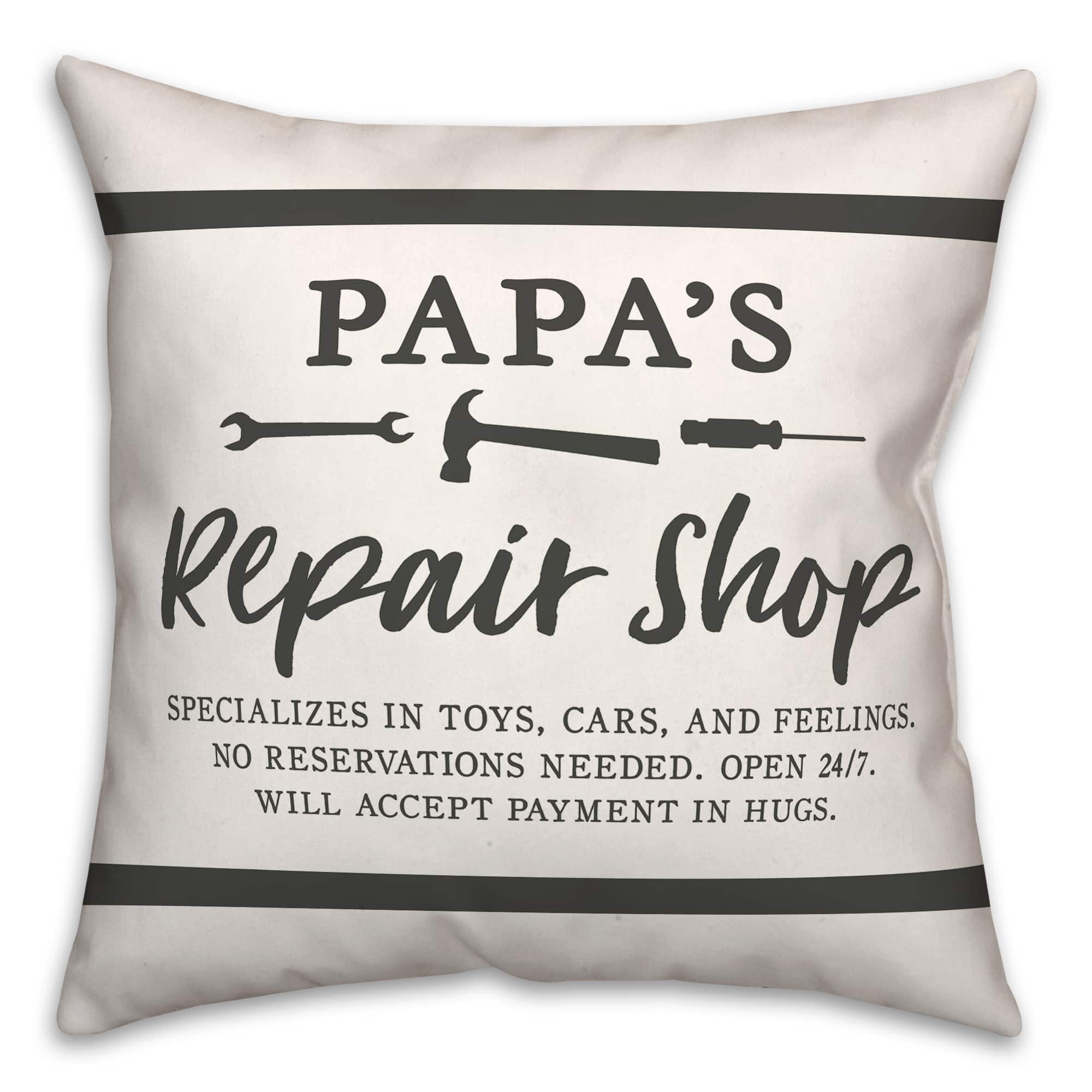 Papa&#x27;s Repair Shop Throw Pillow