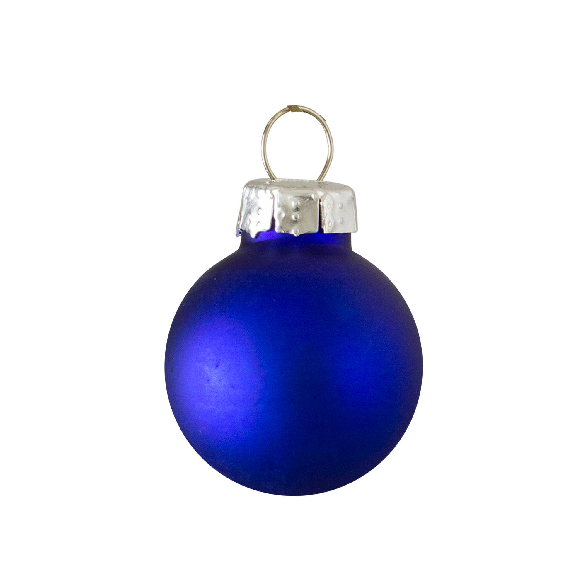 40ct. 2.5&#x22; Shiny &#x26; Matte Royal Blue &#x26; Silver Glass Ball Christmas Ornaments