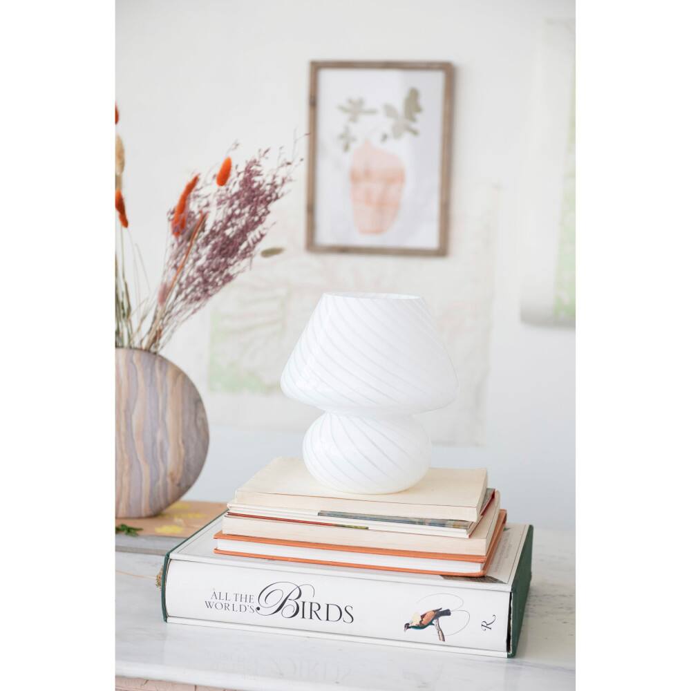 Hello Honey® 9.5" White Vintage Blown Glass Table Lamp