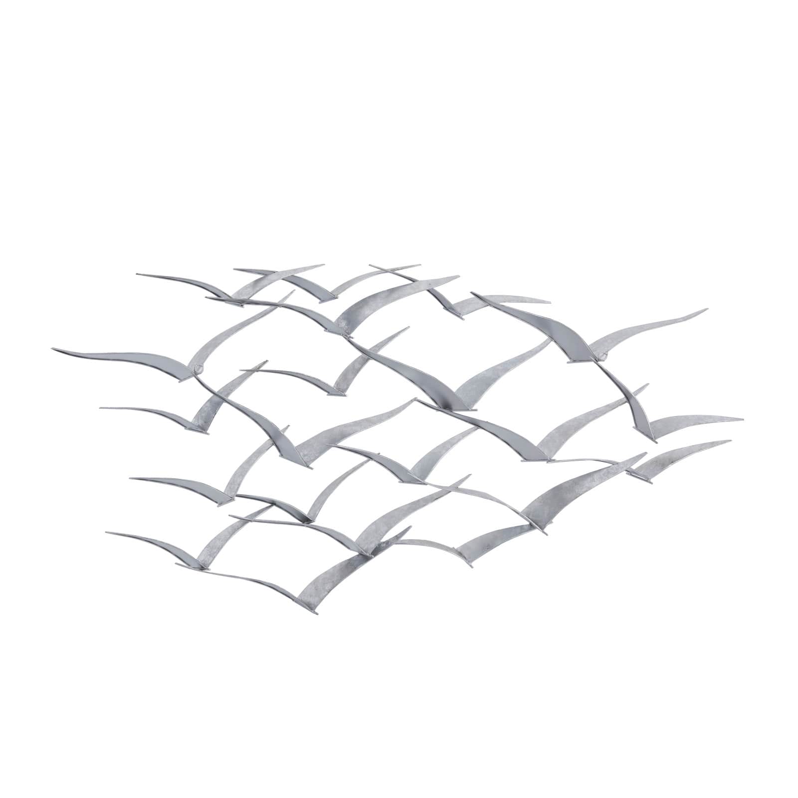 Silver Metal Contemporary Wall Decor, 25&#x22; x 48&#x22; x 3&#x22;
