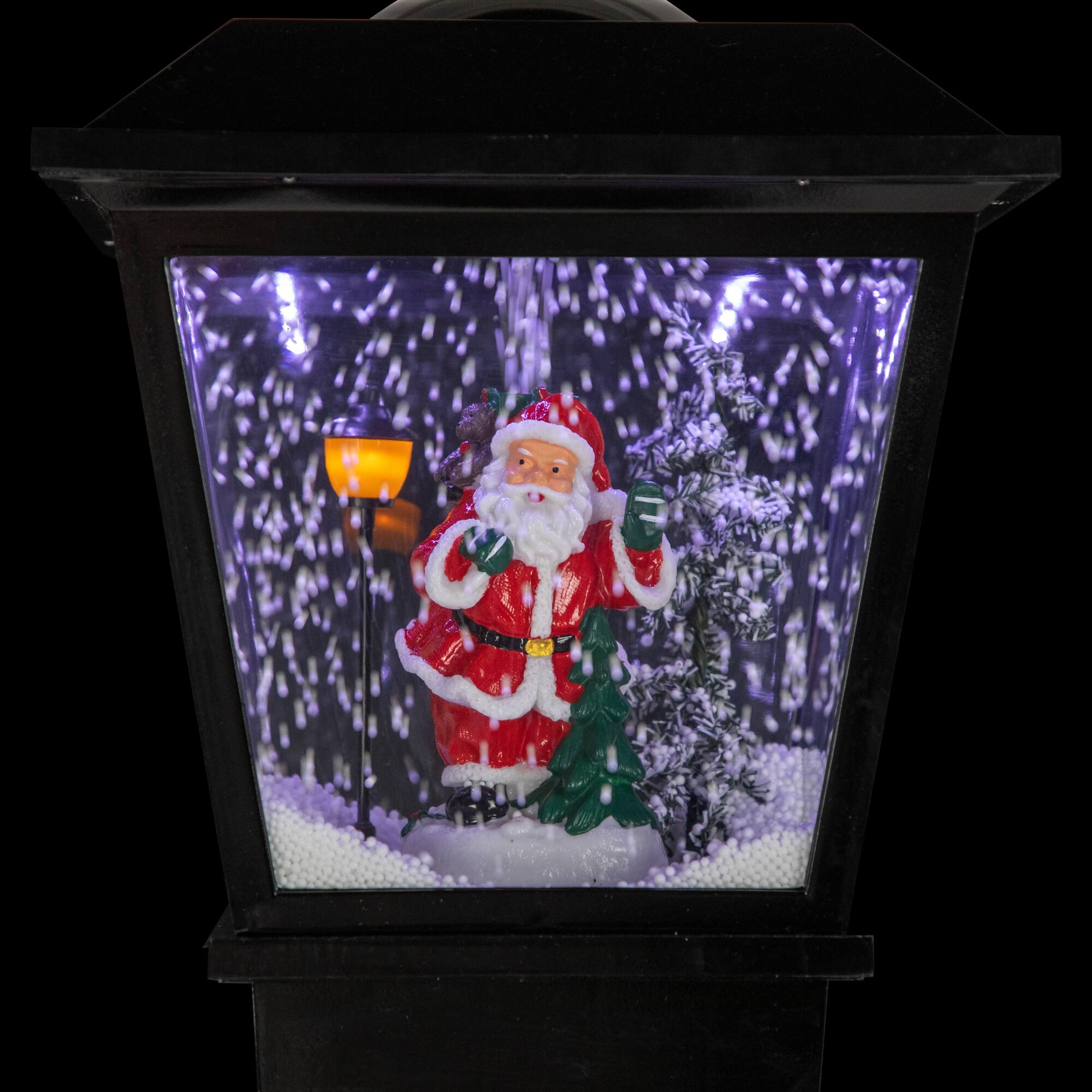 6ft. Black LED Musical Snowing Santa Christmas Street Lamp
