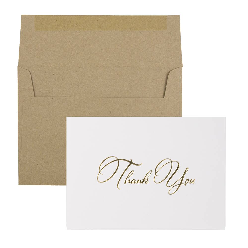 JAM Paper Thank You Card Set with Gold Script