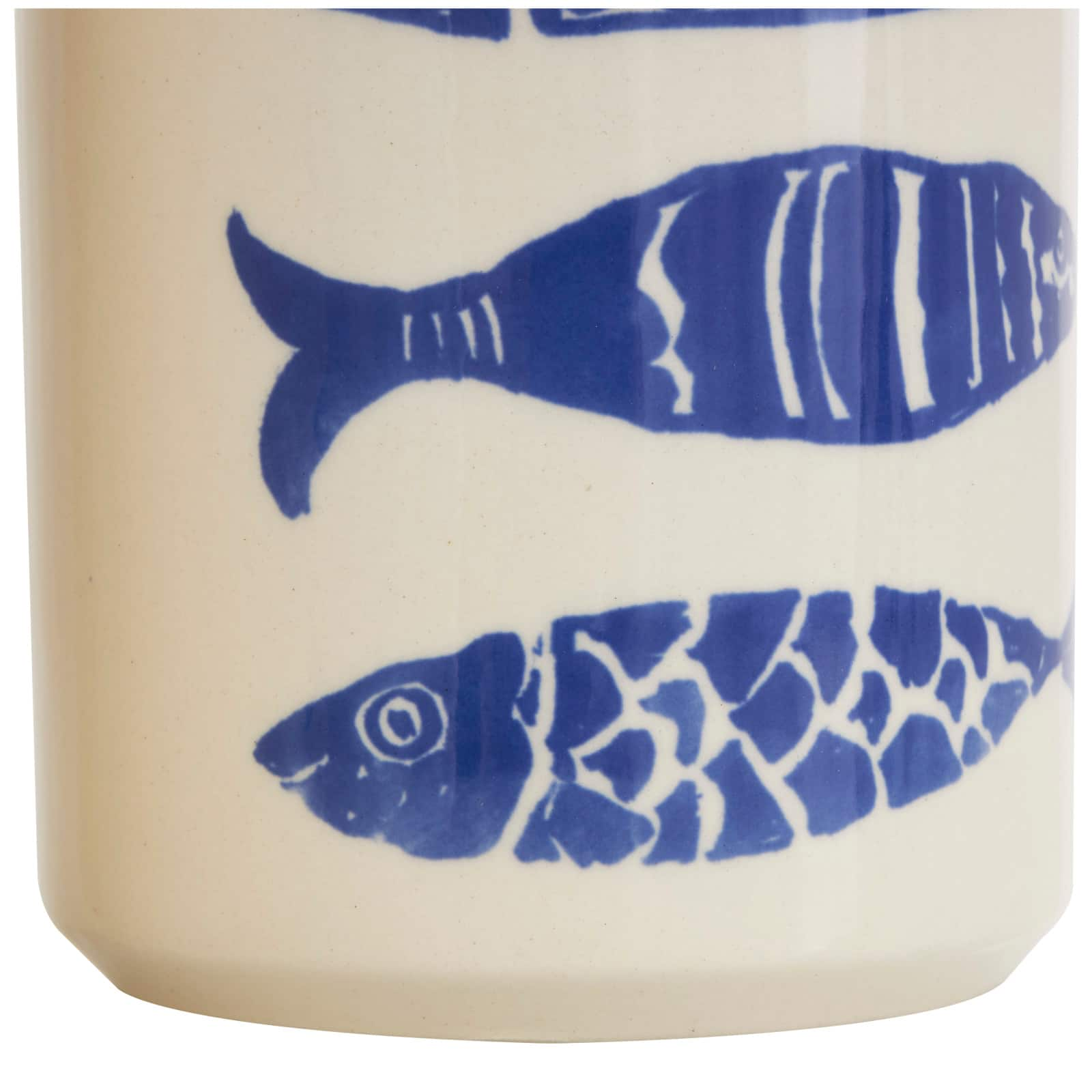 Blue &#x26; White Ceramic Fish Canisters Set