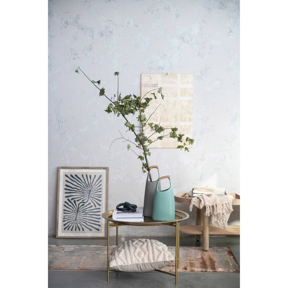 Hello Honey® Bloomingville 15.5" Gray Modern Stoneware Vase with Rattan Wrapped Handle